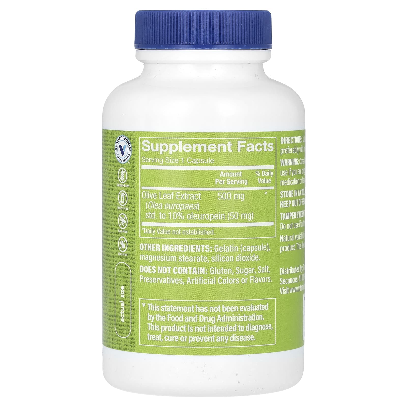 The Vitamin Shoppe, экстракт листьев оливкового дерева, 500 мг, 100 капсул