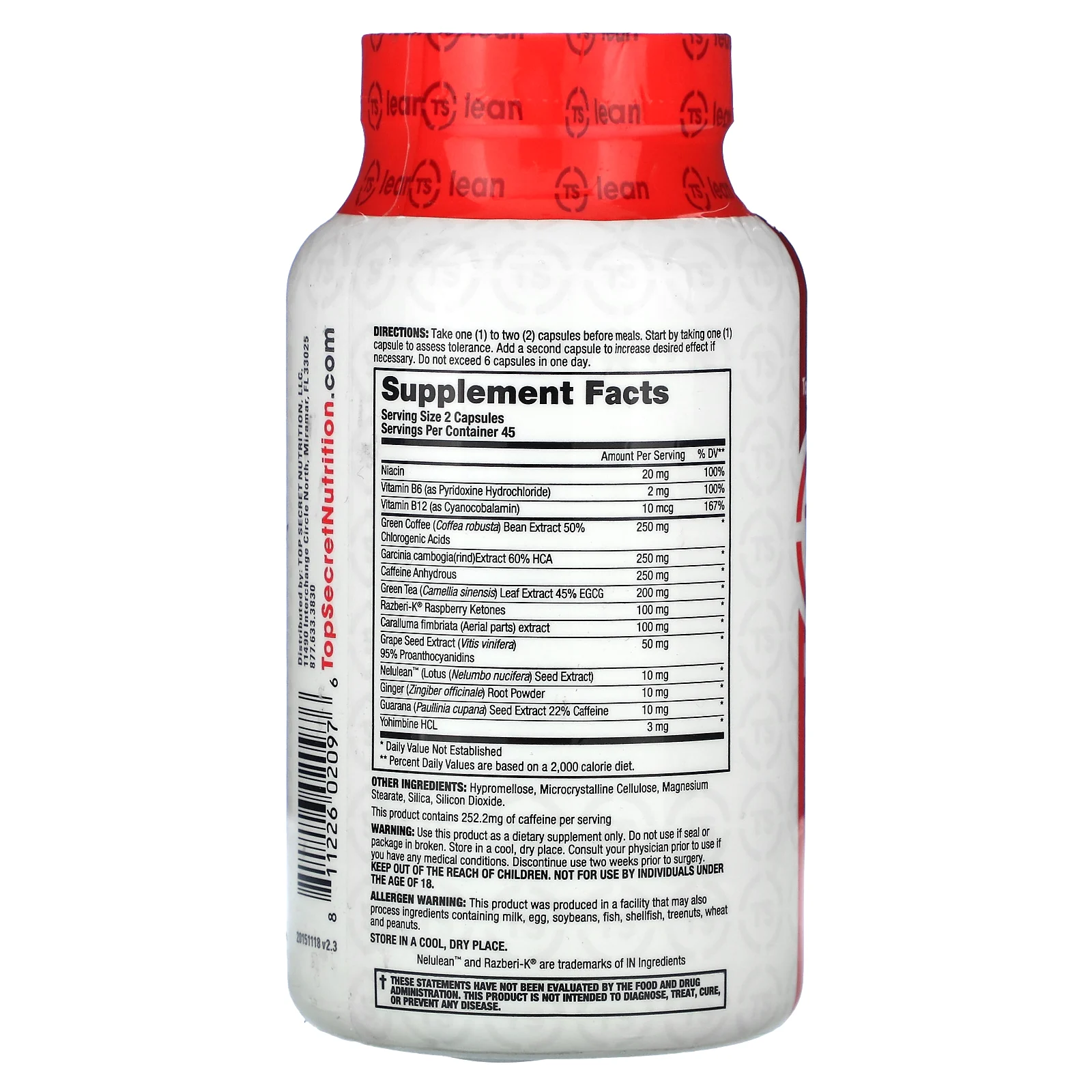 Top Secret Nutrition, Lean, Ab Igniter`` 90 вегетарианских капсул