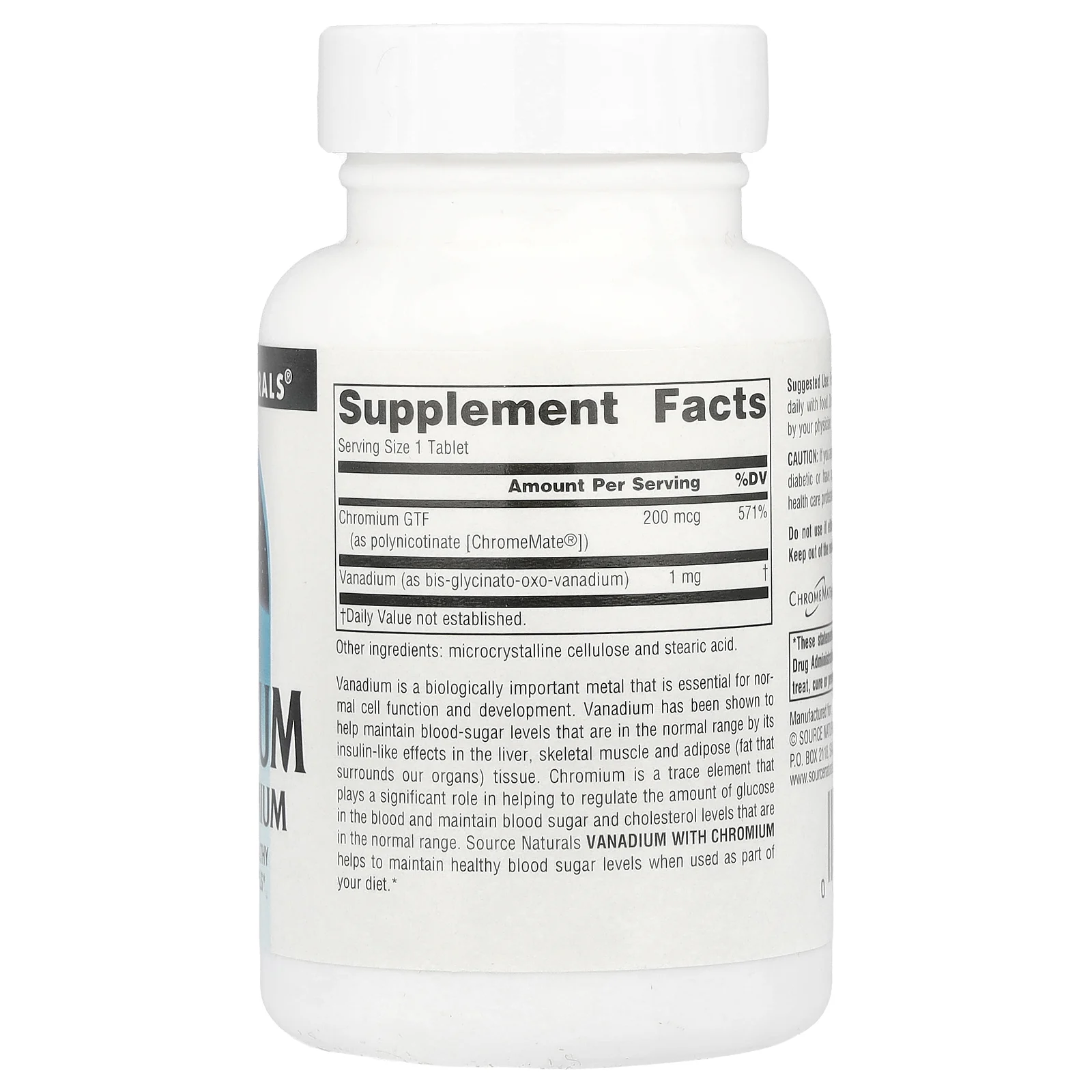 Source Naturals, Ванадий с хромом, 180 таблеток