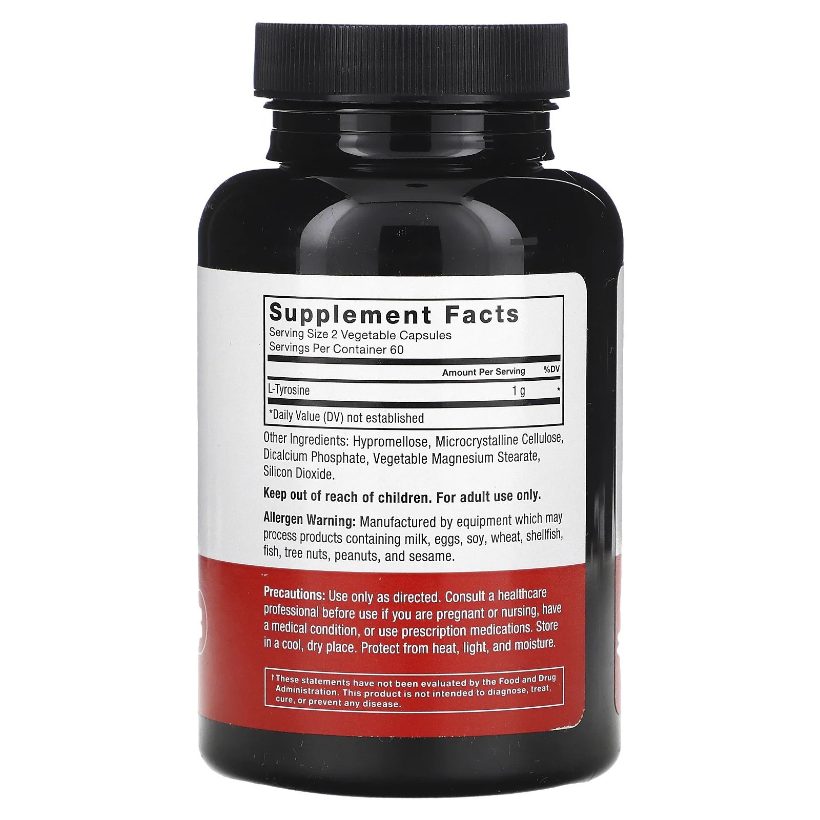 Force Factor, L-тирозин, 1000 мг, 120 растительных капсул (500 мг в 1 капсуле)