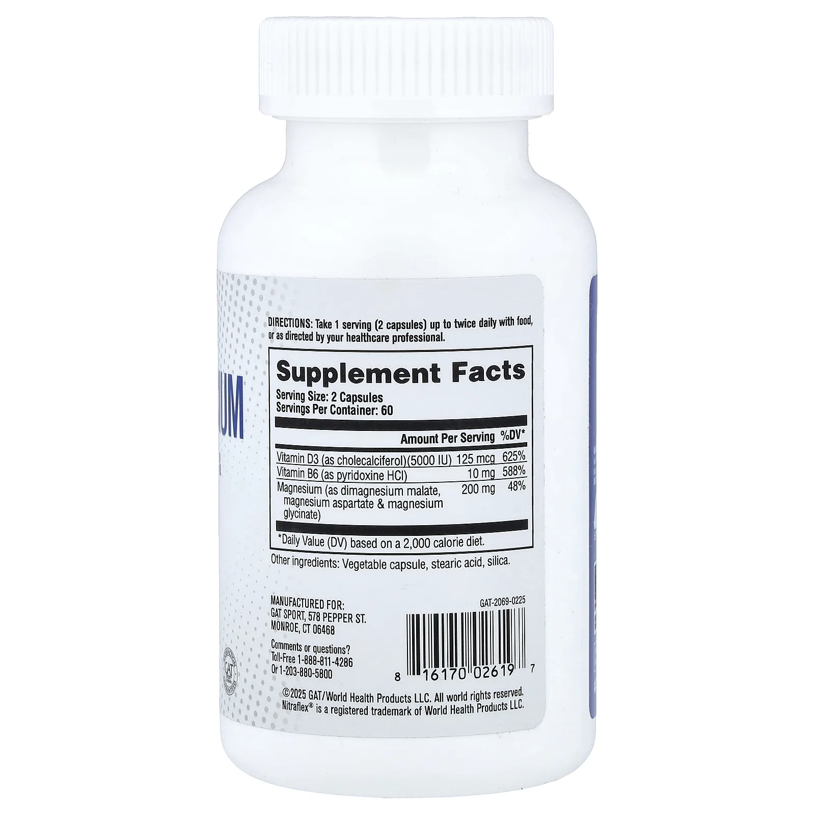 GAT, про магний, 120 растительных капсул