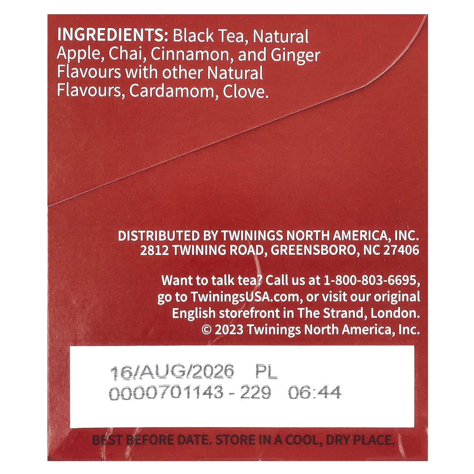 Twinings, Черный чай, чай, яблоко с пряностями, 20 чайных пакетиков, 40 г (1,41 унции)