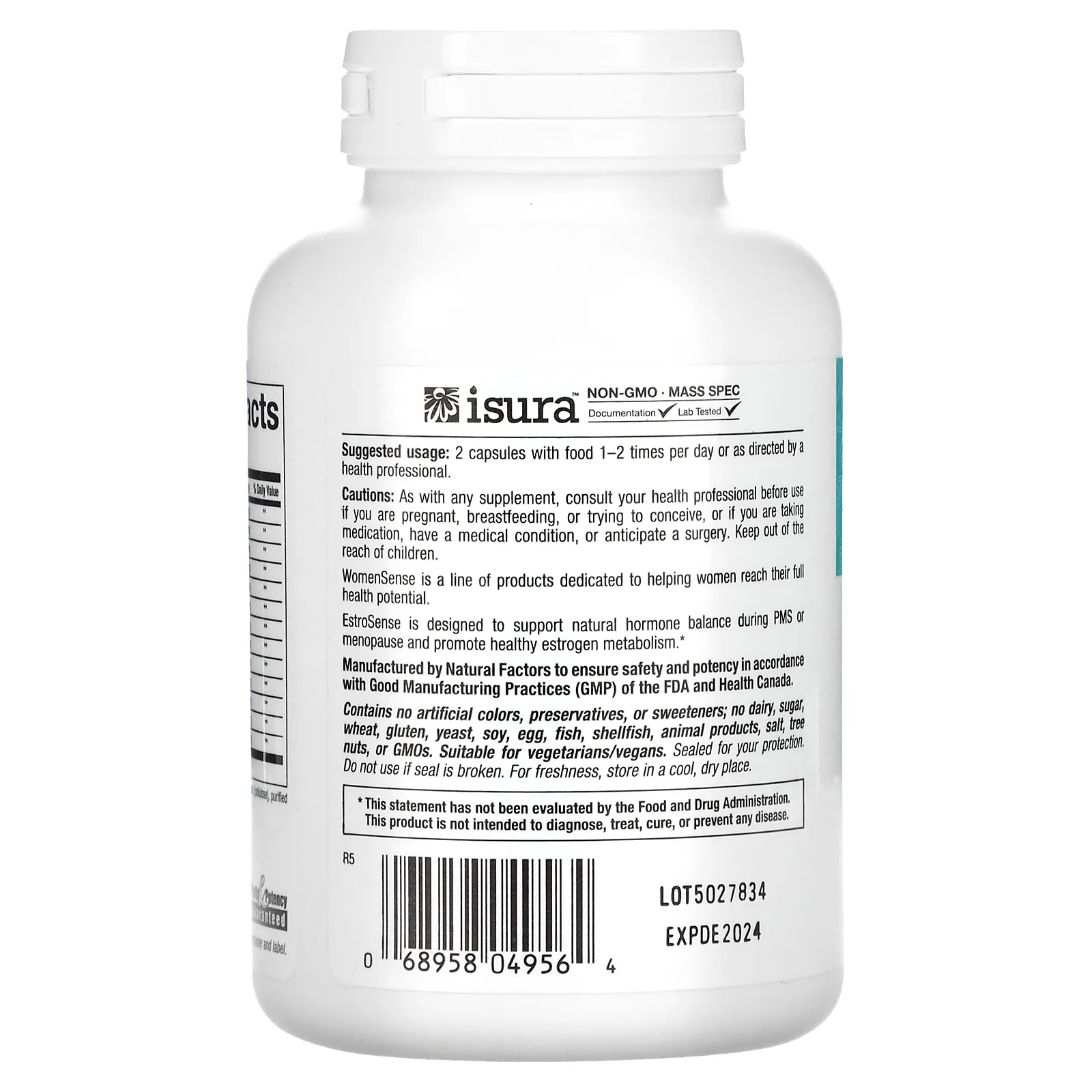 Natural Factors, WomenSense, EstroSense, гормональный баланс, 120 вегетарианских капсул