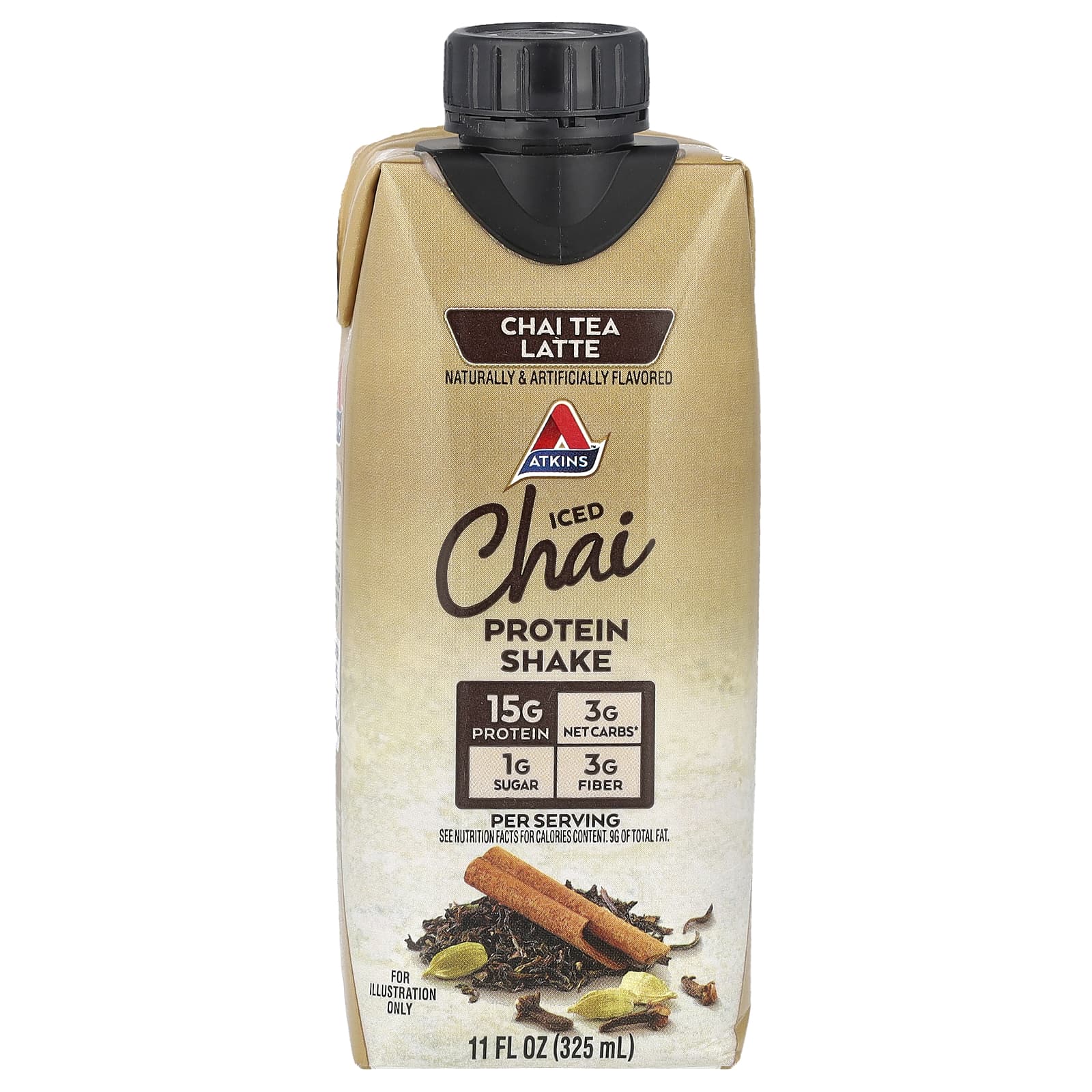 Atkins, Чай со льдом и латте, протеиновый коктейль, чай, 4 коктейля, 325 мл (11 жидк. Унций)