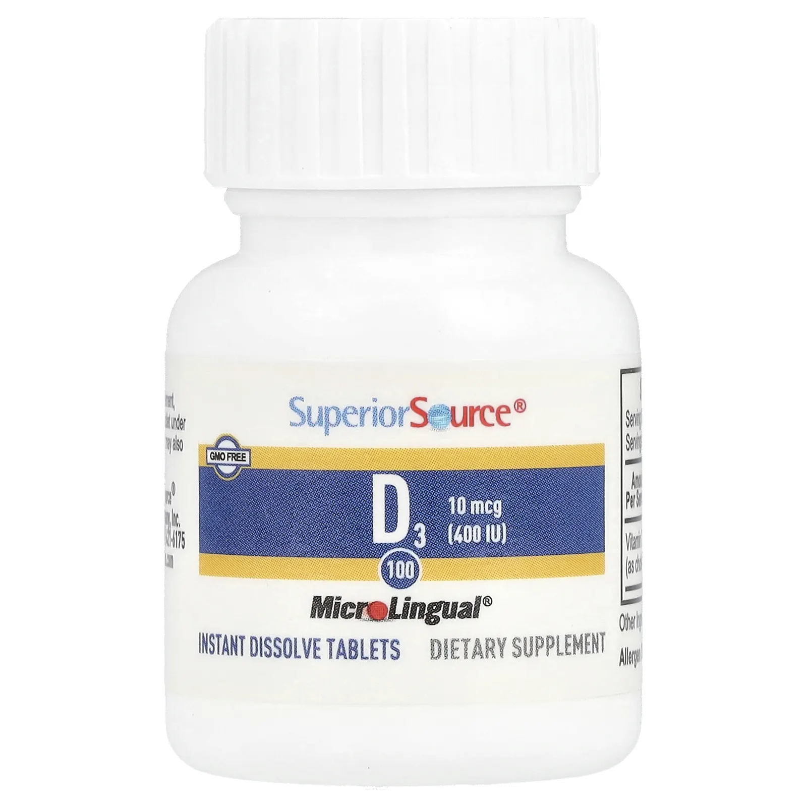 Superior Source, MicroLingual, Витамин D3, 400 IU, 100 таблеток