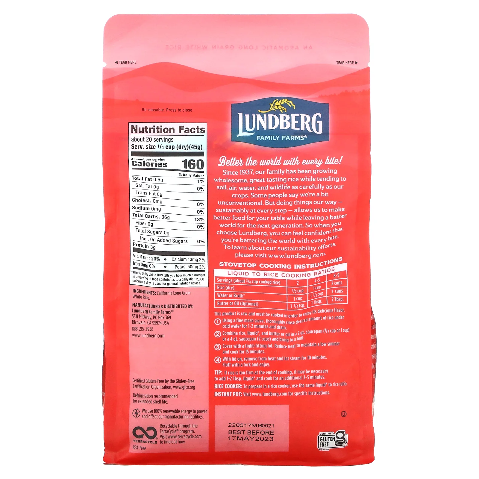 Lundberg, Калифорнийский белый рис басмати, 907 г (32 унции)