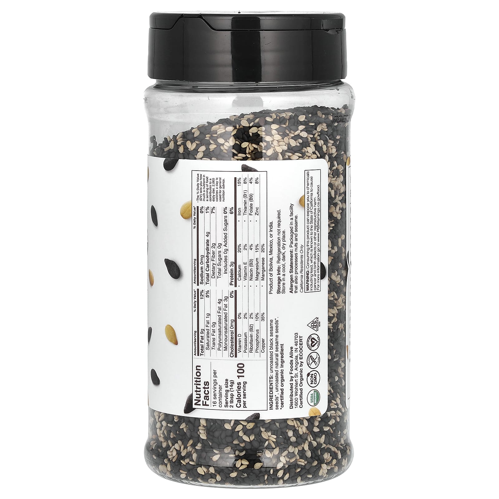 Foods Alive, Органический смокинг с кунжутом, шейкер, 227 г (8 унций)