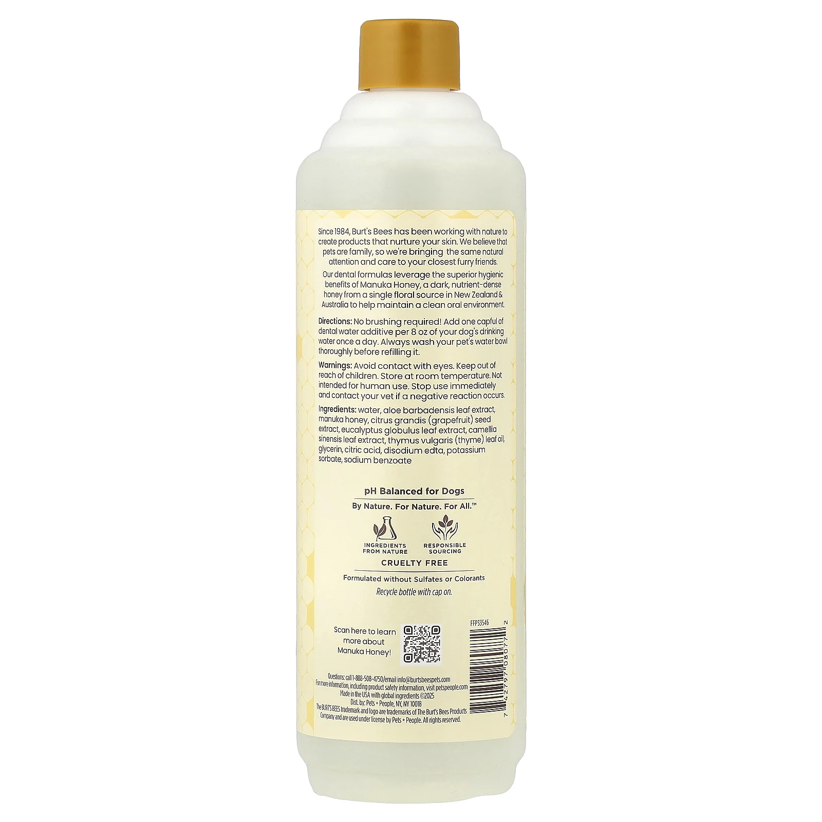 Burt's Bees, добавка для полости рта, для собак, мед манука, 473 мл (16 жидк. унций)