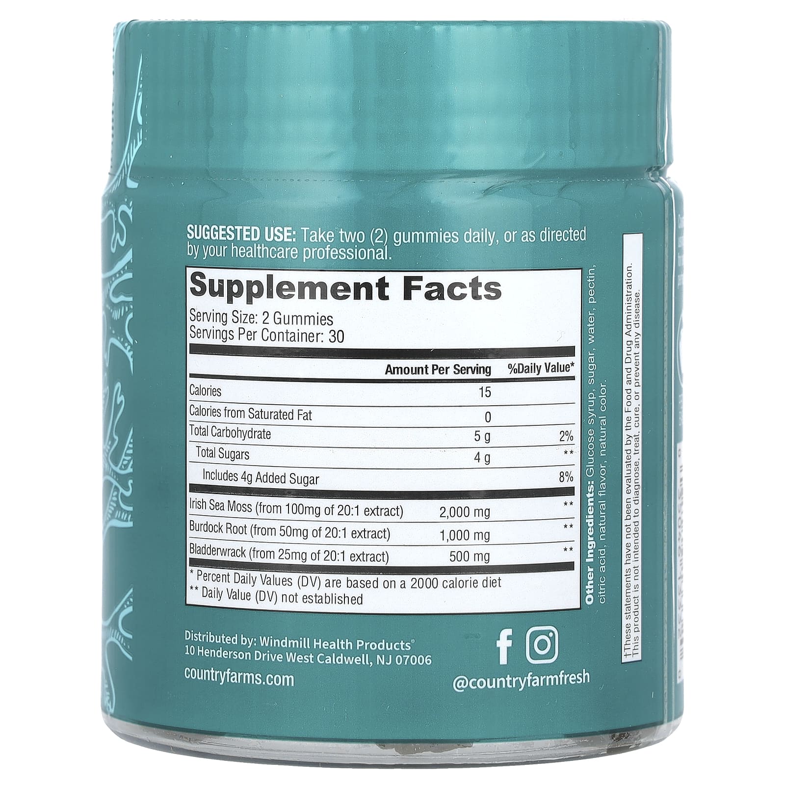 Country Farms, жевательные таблетки с ирландским морским мхом, со вкусом зеленого яблока, 60 шт.