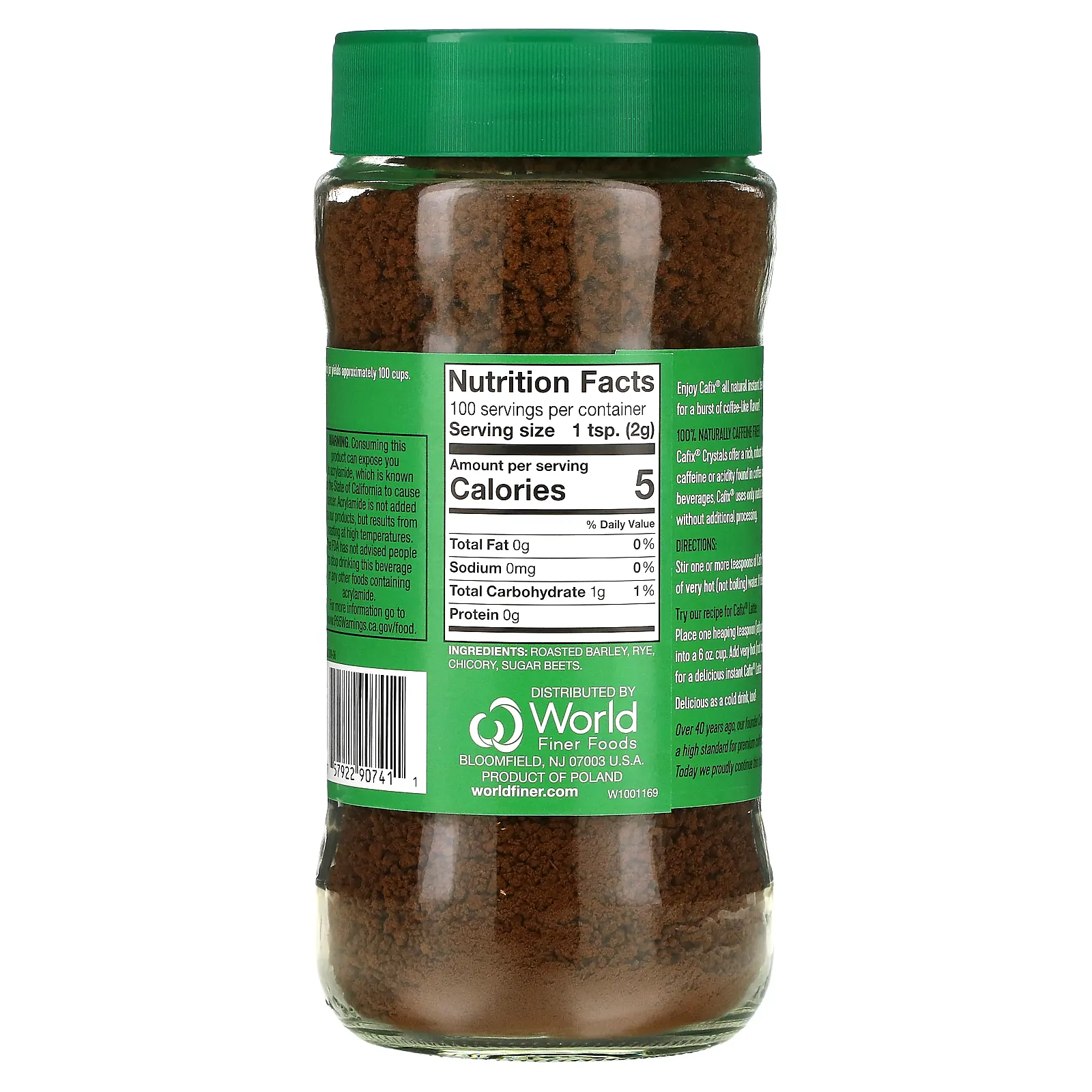 Cafix, Быстрорастворимый зерновой напиток, без кофеина, 200 г (7,05 унции)