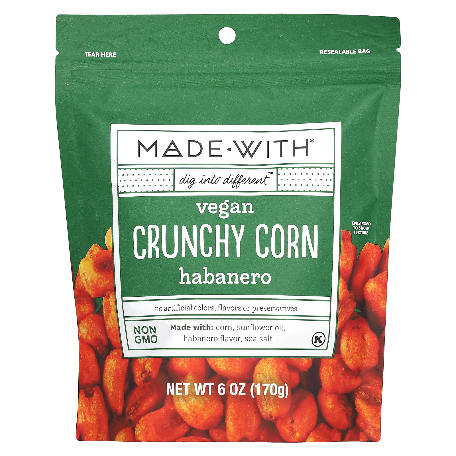 Made With, веганская хрустящая кукуруза, хабанеро, 170 г (6 унций)