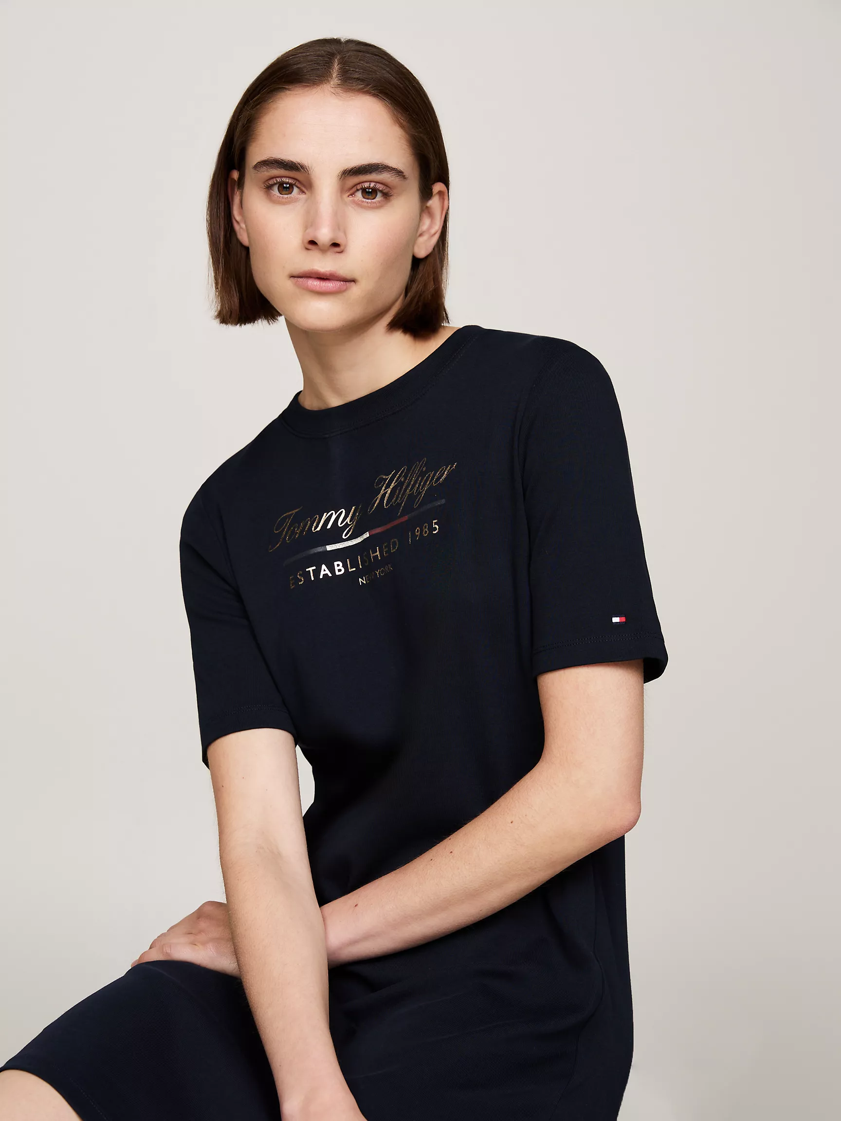 Женское платье Tommy Hilfiger, Платье-футболка с логотипом в виде надписи