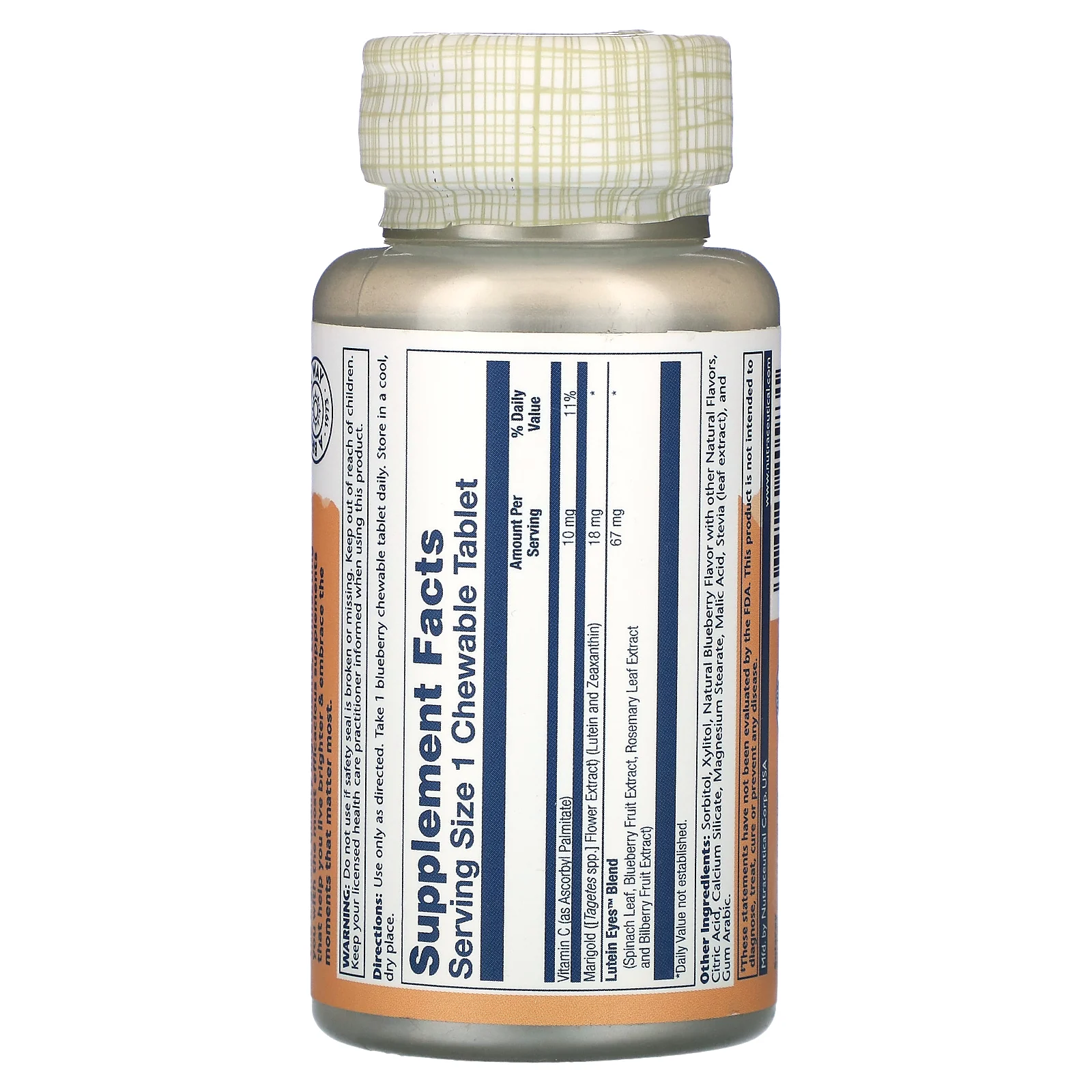 Solaray, Lutein Eyes 18, натуральная голубика, 30 жевательных таблеток