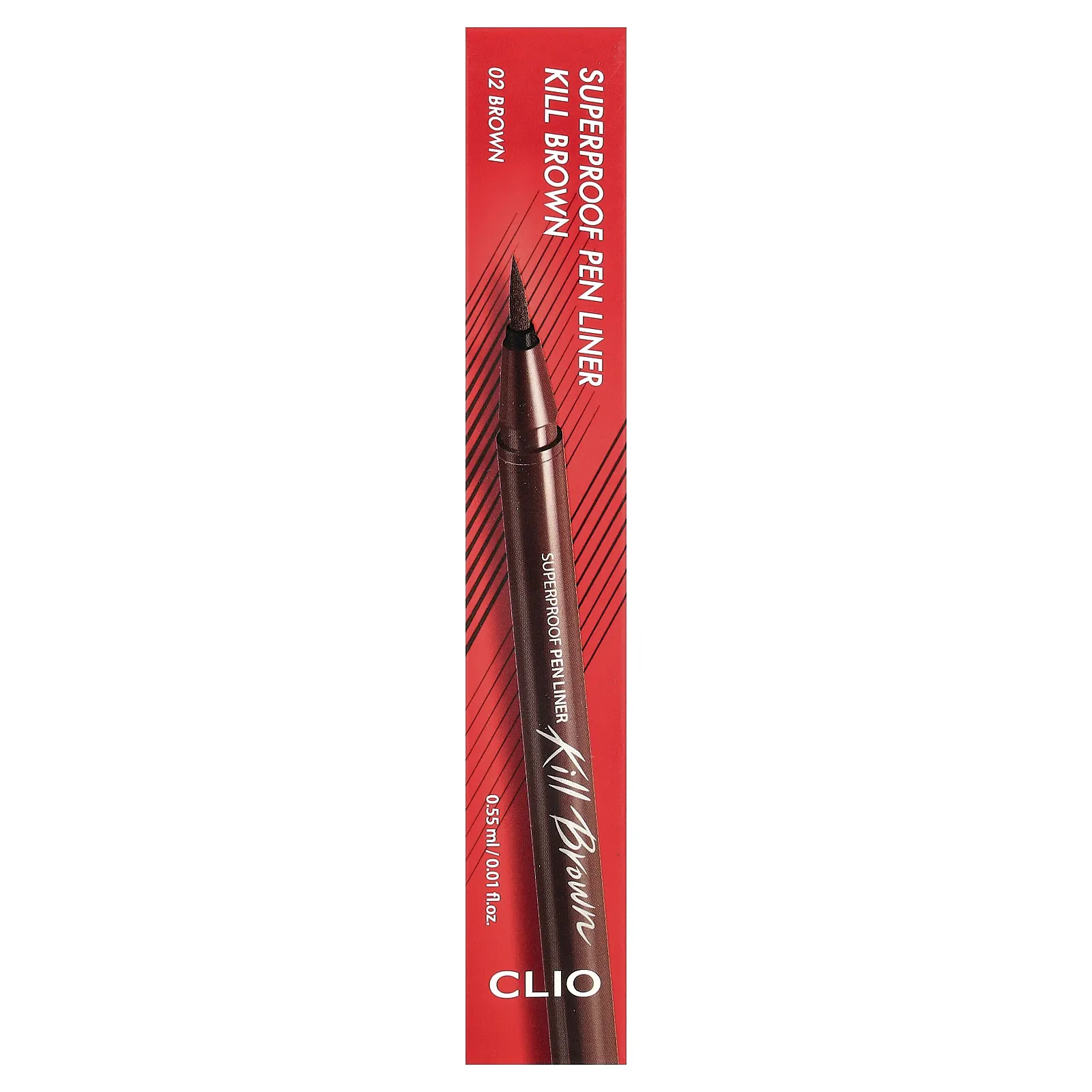 Clio, Superproof Pen Liner, Kill Brown, коричневый цвет 02, 0,55 мл (0,01 жидк. Унции)