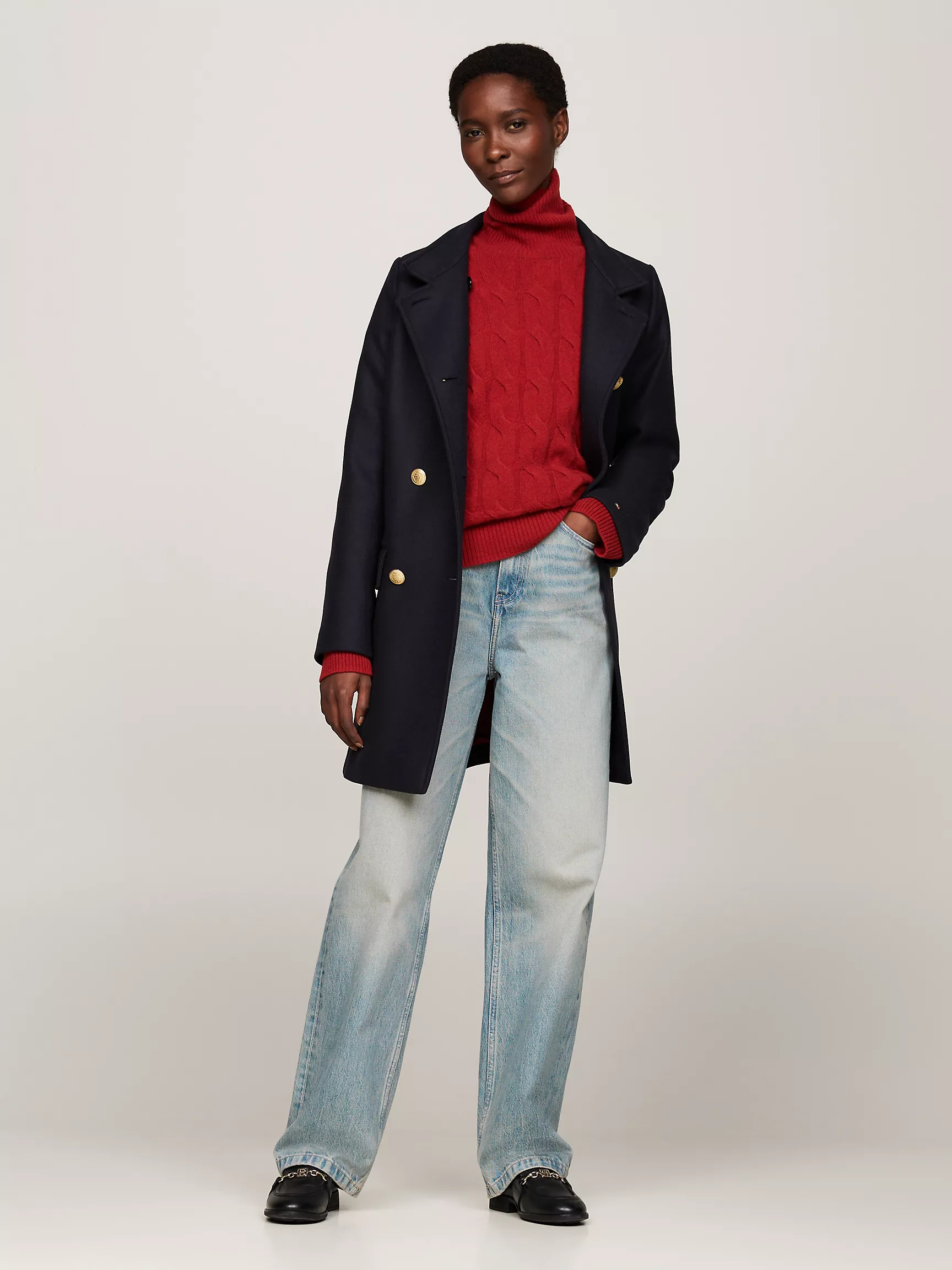 Женское пальто Tommy Hilfiger, Пальто с высоким воротником из шерсти и кашемира