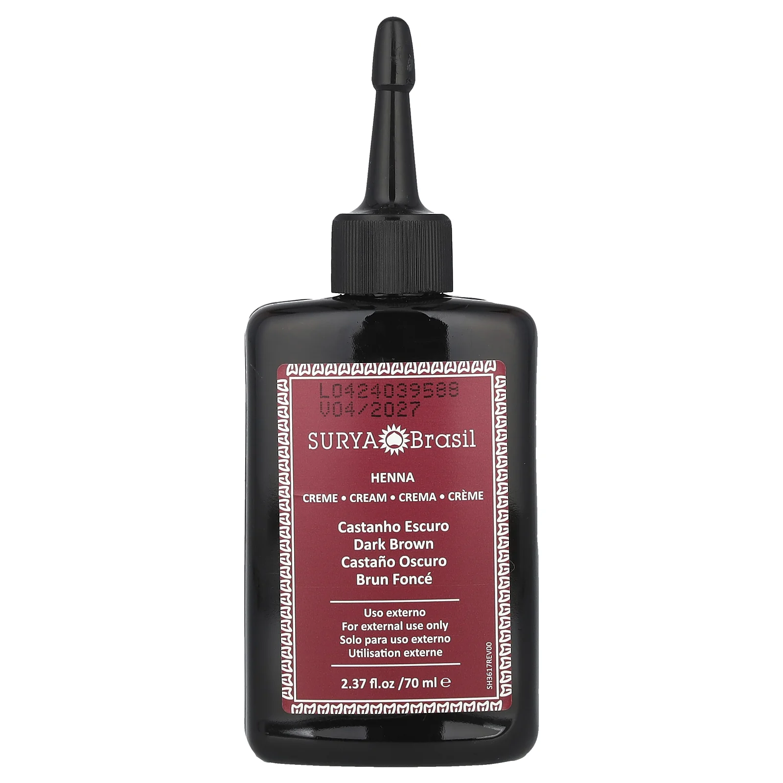 Surya Brasil, хна-крем, эффективное окрашивание седины, здоровые волосы, темно-коричневый, 70 мл (2,37 жидк. унций)