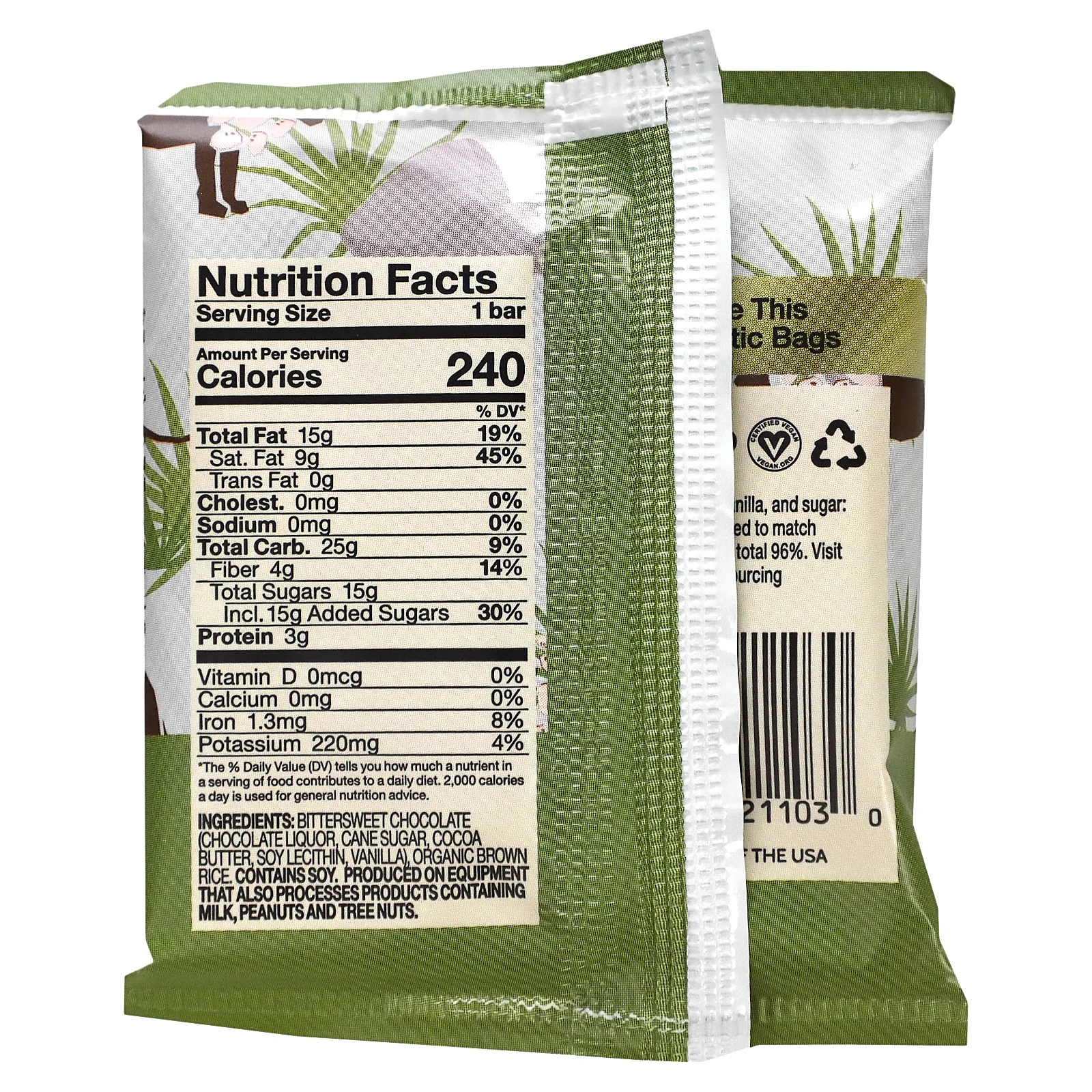 Endangered Species Chocolate, Рисовые чипсы, темный шоколад с 60% какао, 42,5 г (1,5 унции)