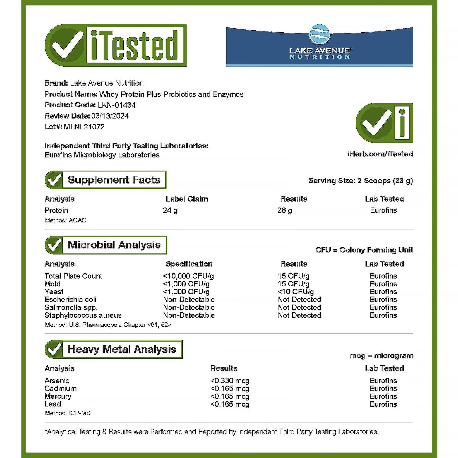 Lake Avenue Nutrition, сывороточный протеин с пробиотиками, без вкусовых добавок, 2,27 кг (5 фунтов)