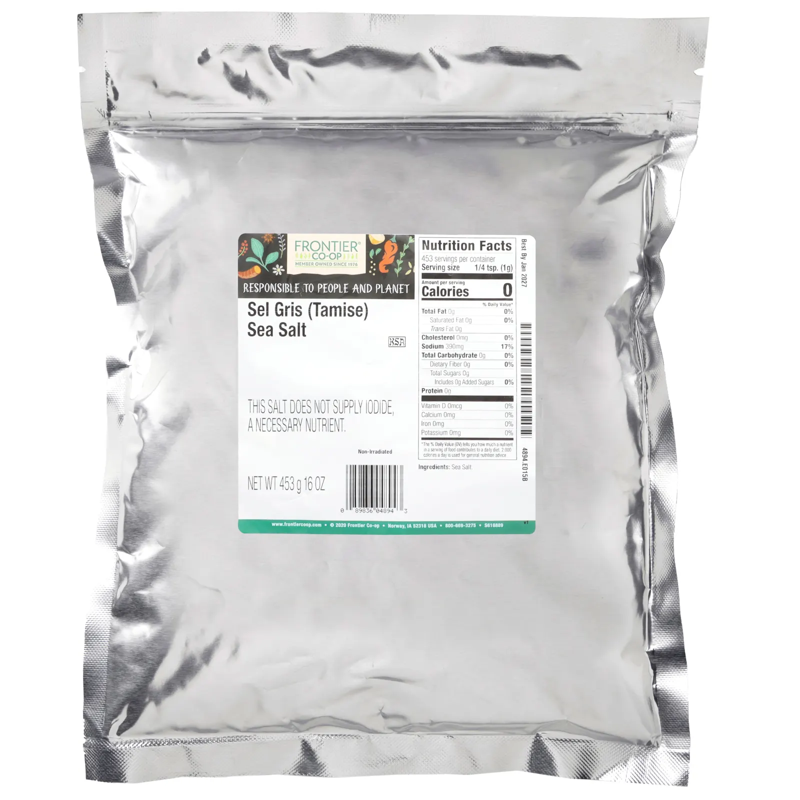 Frontier Co-op, Тамизская морская соль, 453 г (16 унций)