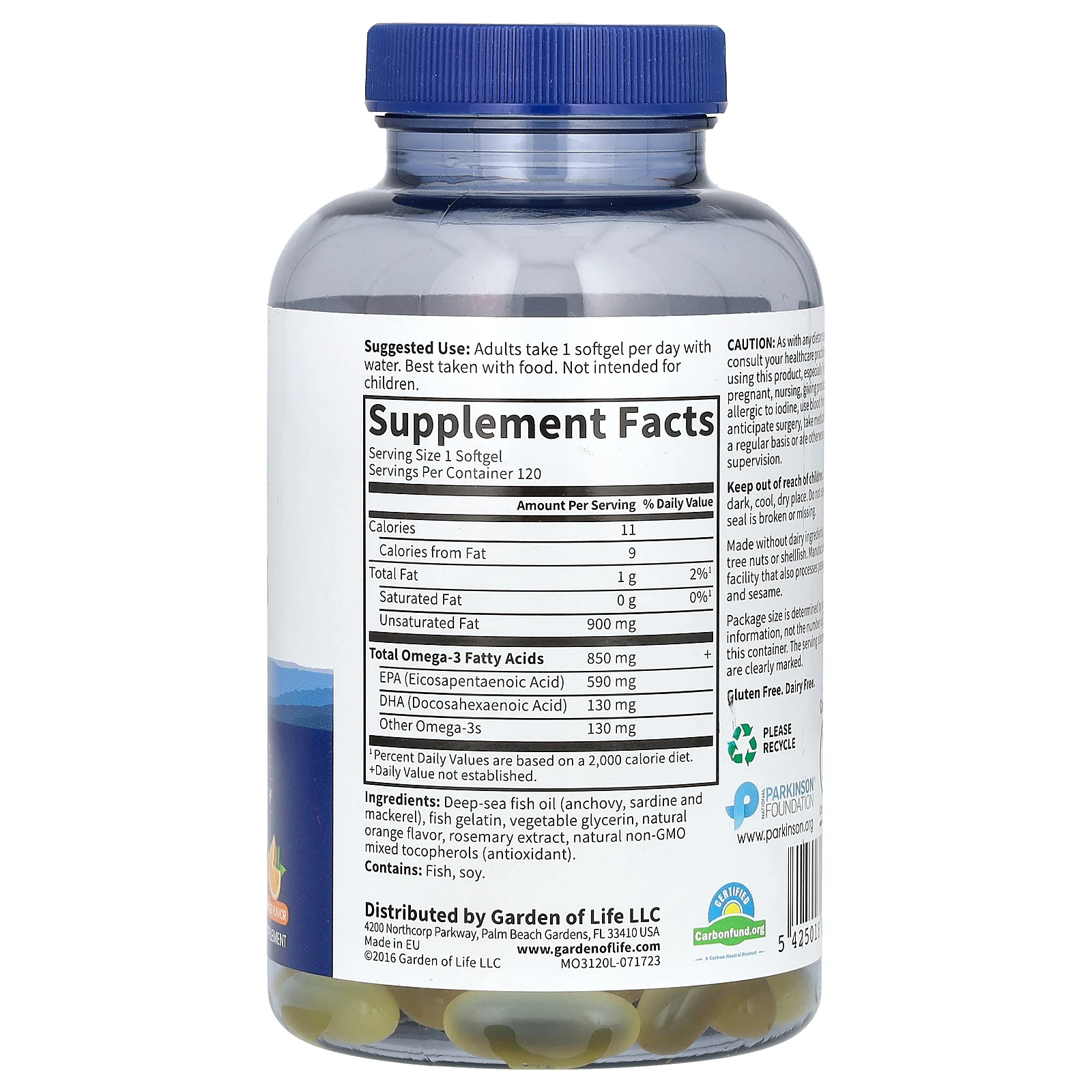 Minami Nutrition, Сверхкритический, Omega-3 Fish Oil, 850 мг, апельсиновый вкус, 120 гелевых капсул в каждой упаковке