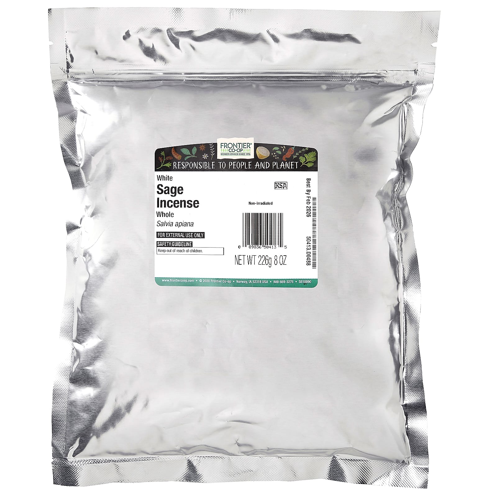 Frontier Co-op, Благовония из белого шалфея, цельные, 226 г (8 унций)