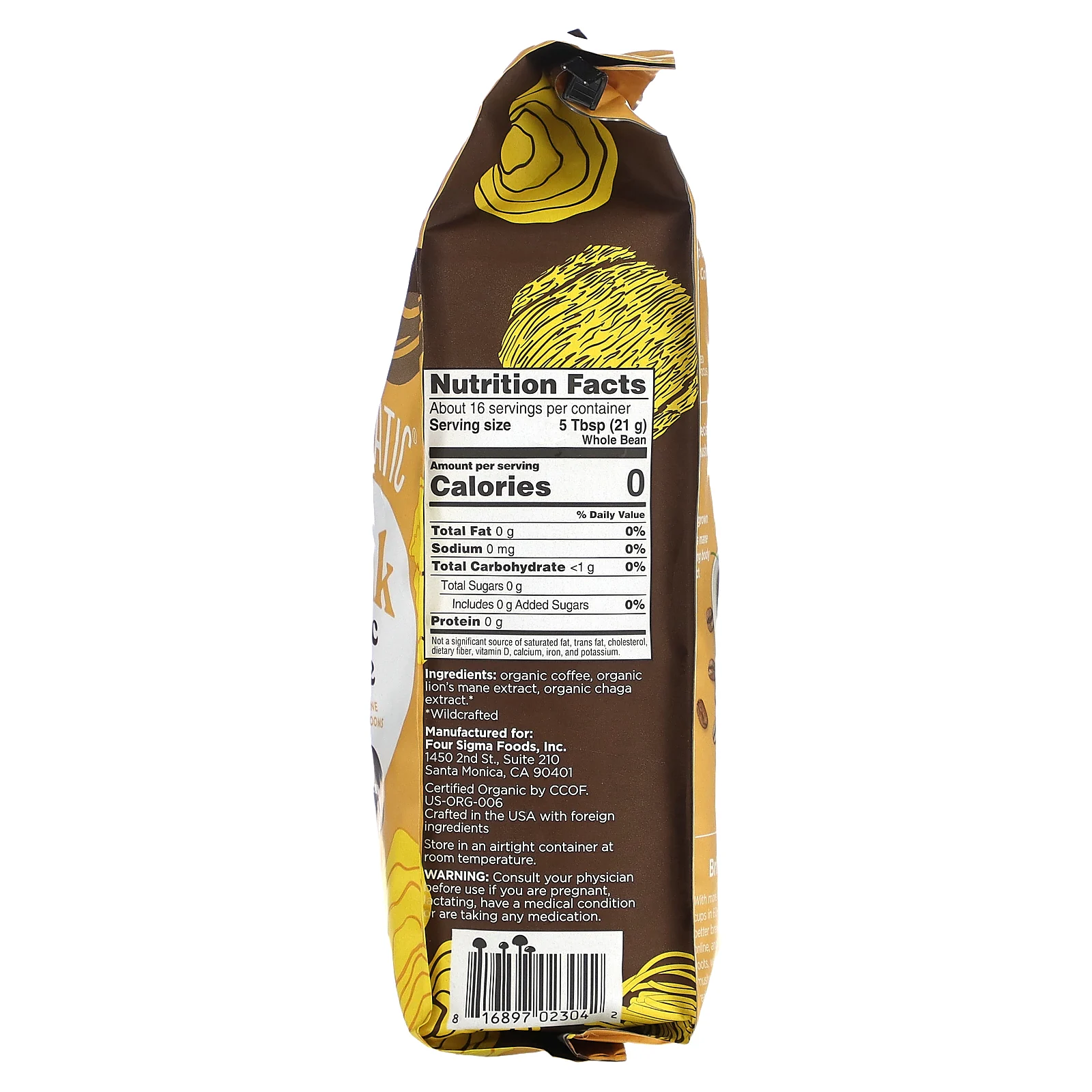 Four Sigmatic, Think, органический кофе с ежовиком гребенчатым и чагой, в зернах, темная обжарка, 340 г (12 унций)