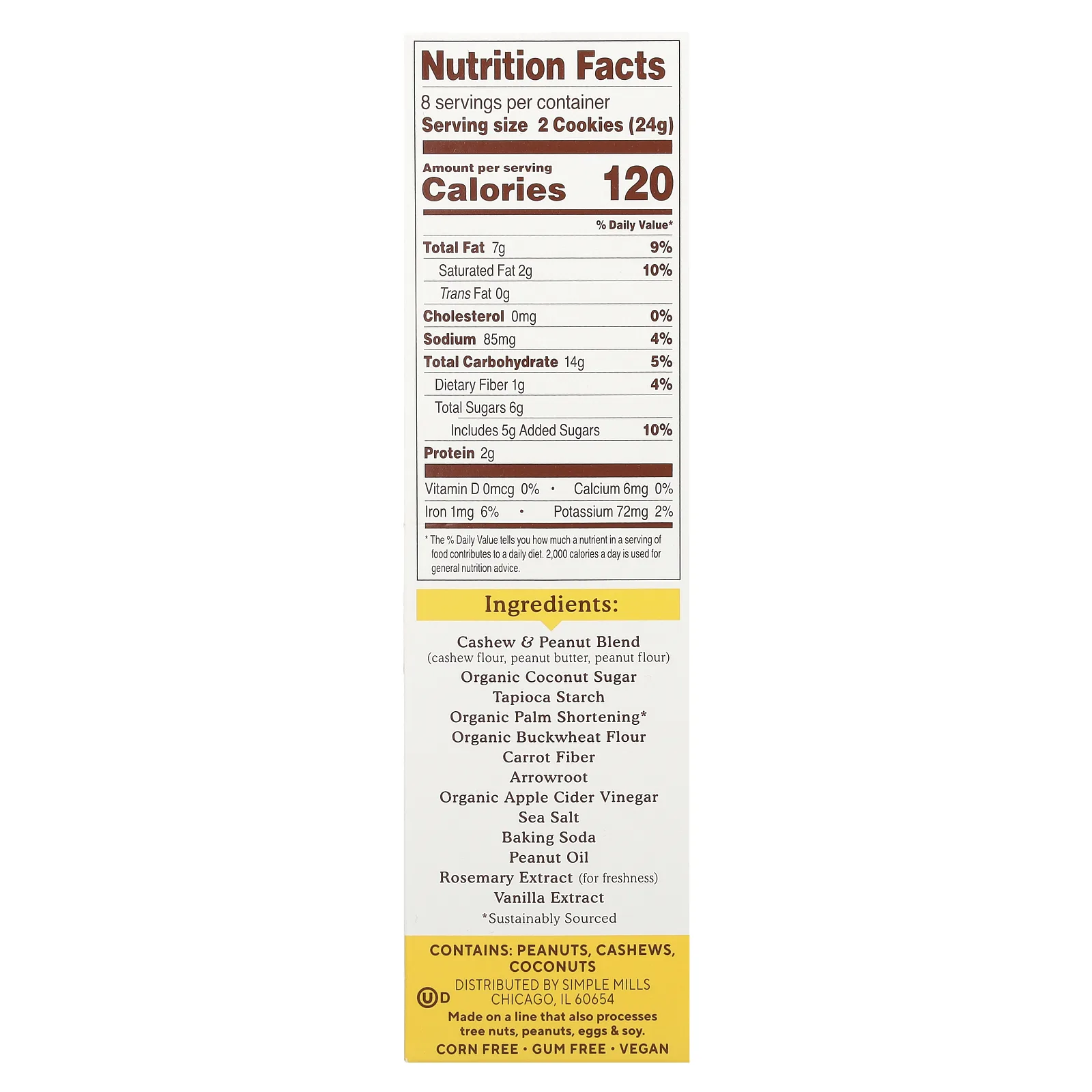 Simple Mills, Сэндвич-печенье, фаршированное ореховым маслом, сливочное арахисовое масло, 190 г (6,7 унции)