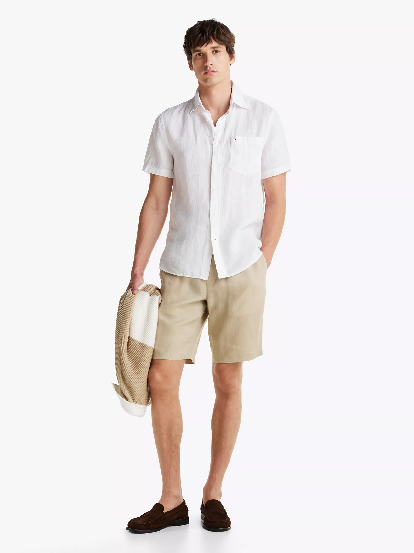 Мужская рубашка Tommy Hilfiger, Рубашка из окрашенного льна с короткими рукавами