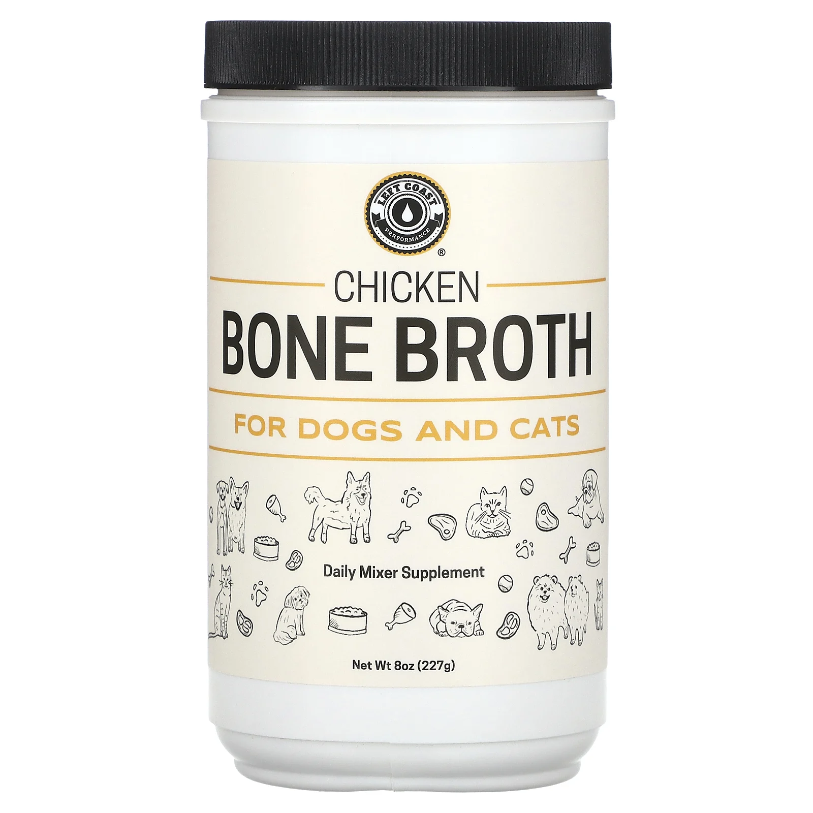Left Coast Performance, бульон из куриных костей, для собак и кошек, 227 г (8 унций)