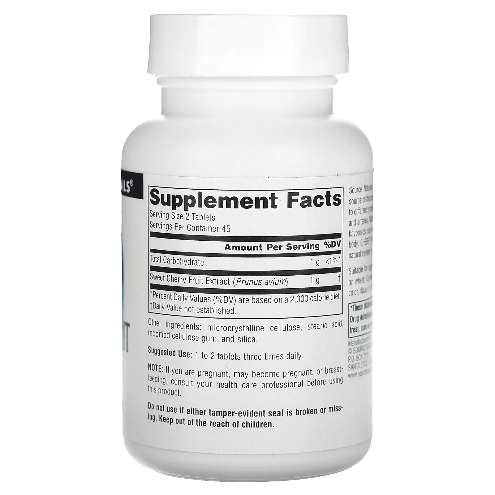 Source Naturals, экстракт плодов вишни, 500 мг, 90 таблеток