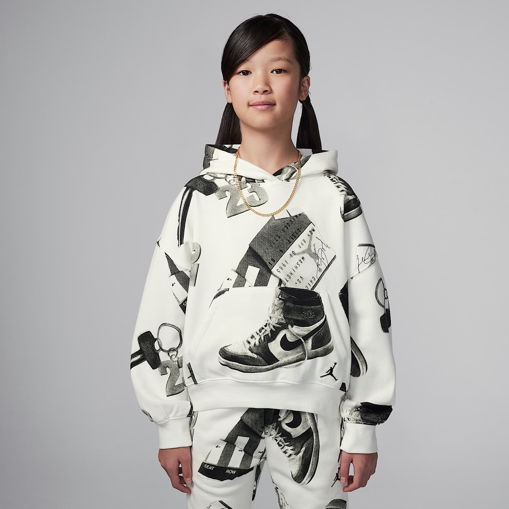 Jordan Brooklyn Fleece Big Kids' Printed Pullover Hoodie