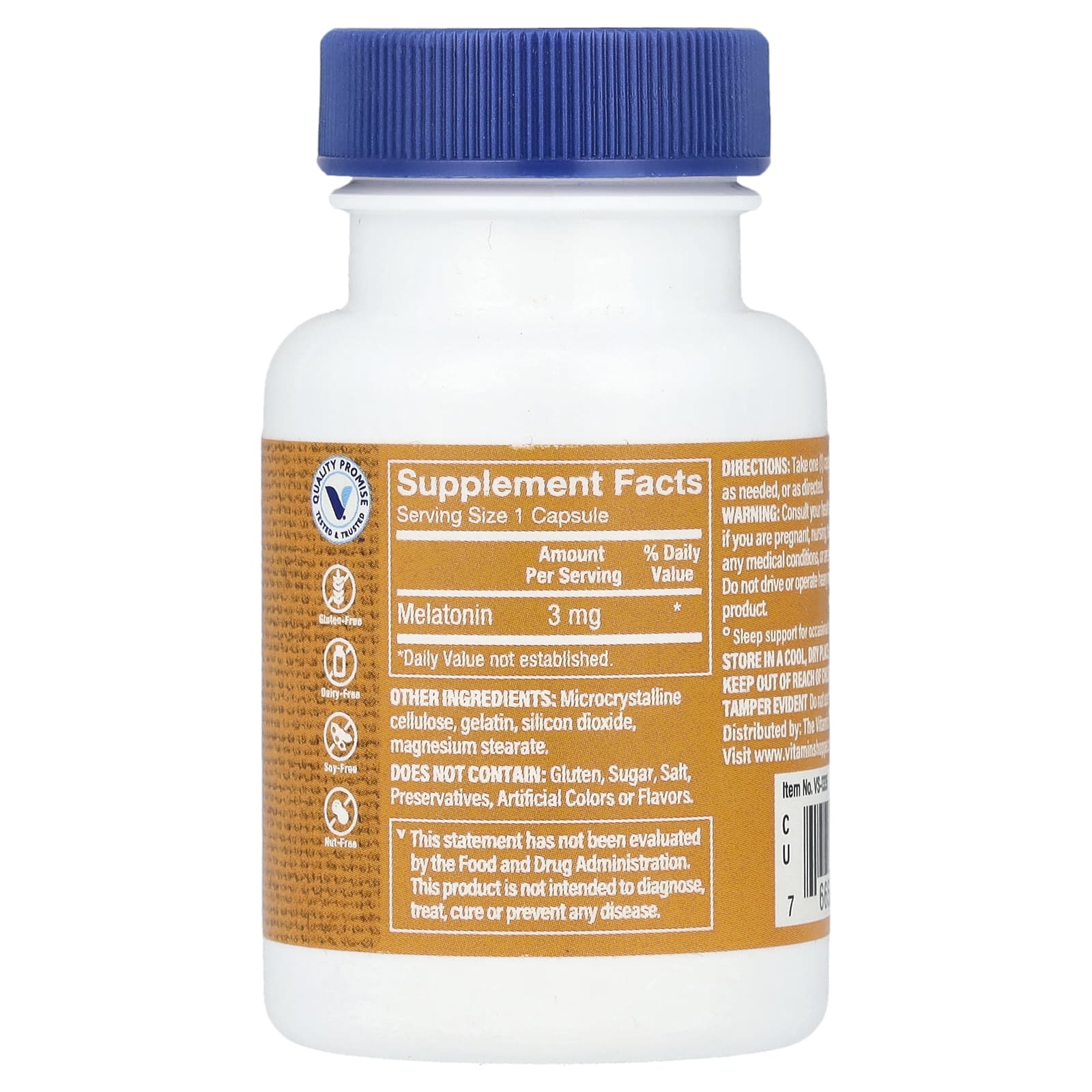 The Vitamin Shoppe, Мелатонин, 3 мг, 60 капсул