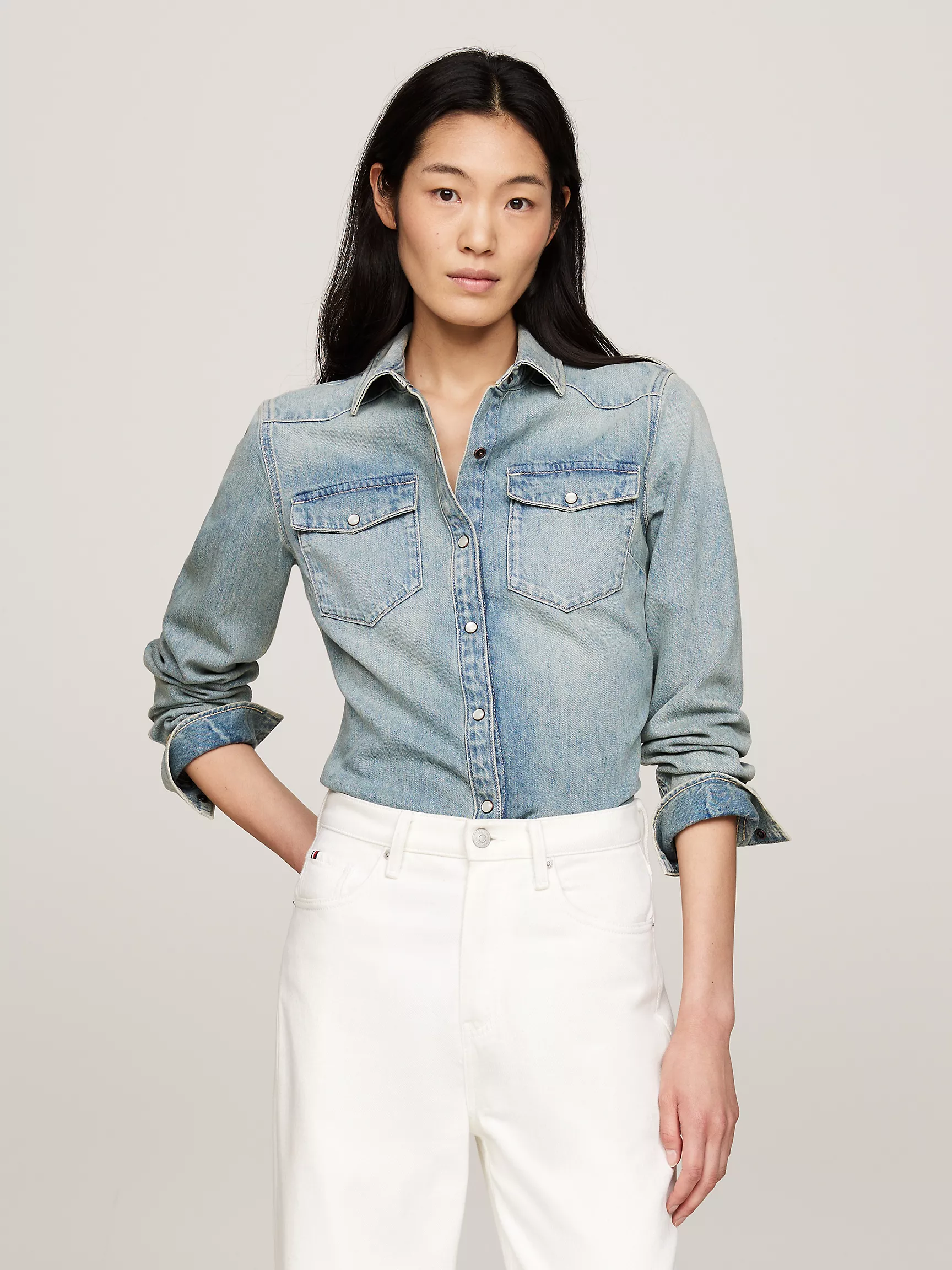 Женская рубашка Tommy Hilfiger, Приталенная джинсовая рубашка