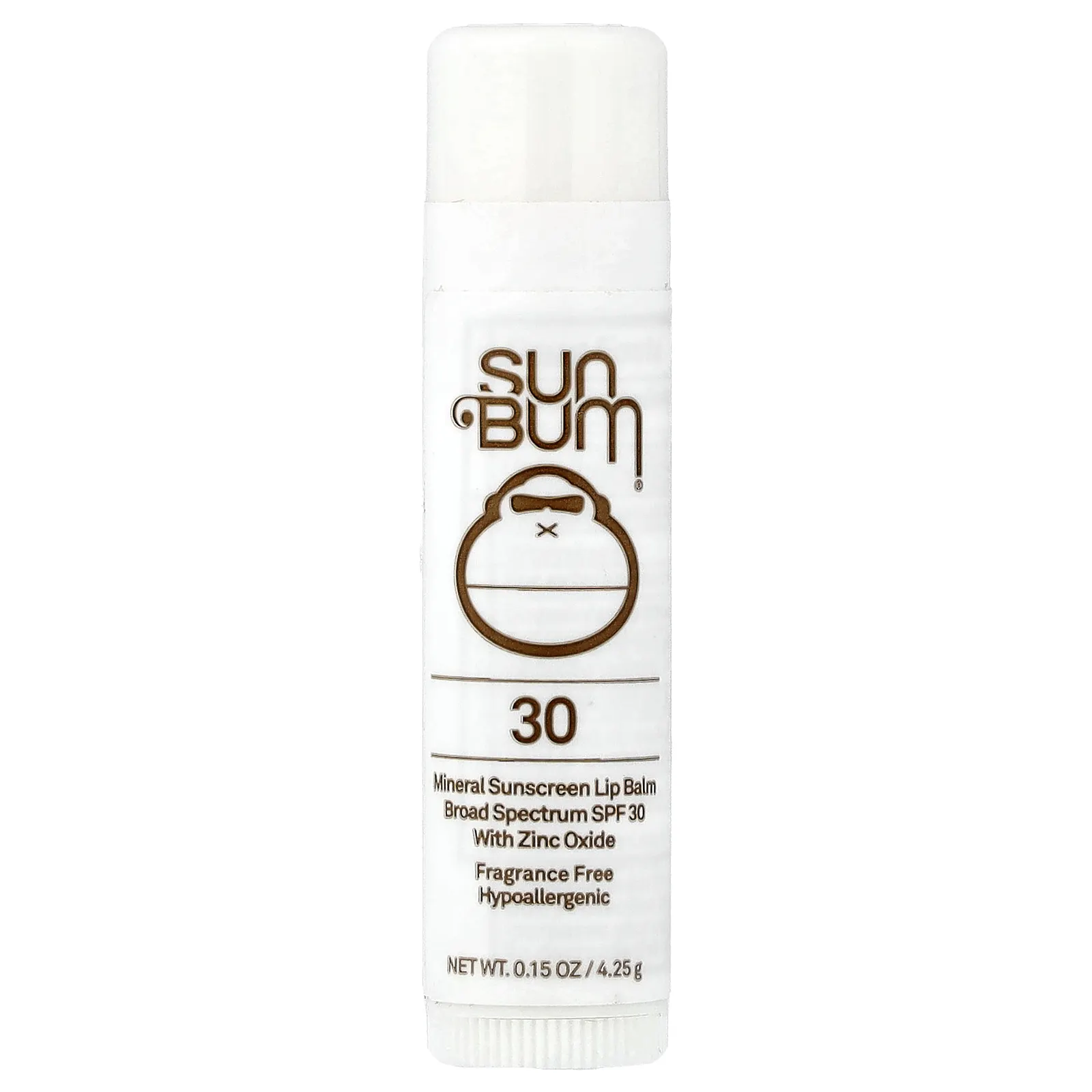 Sun Bum, минеральный солнцезащитный бальзам для губ, SPF 30, без отдушек, 4,25 г (0,15 унции)