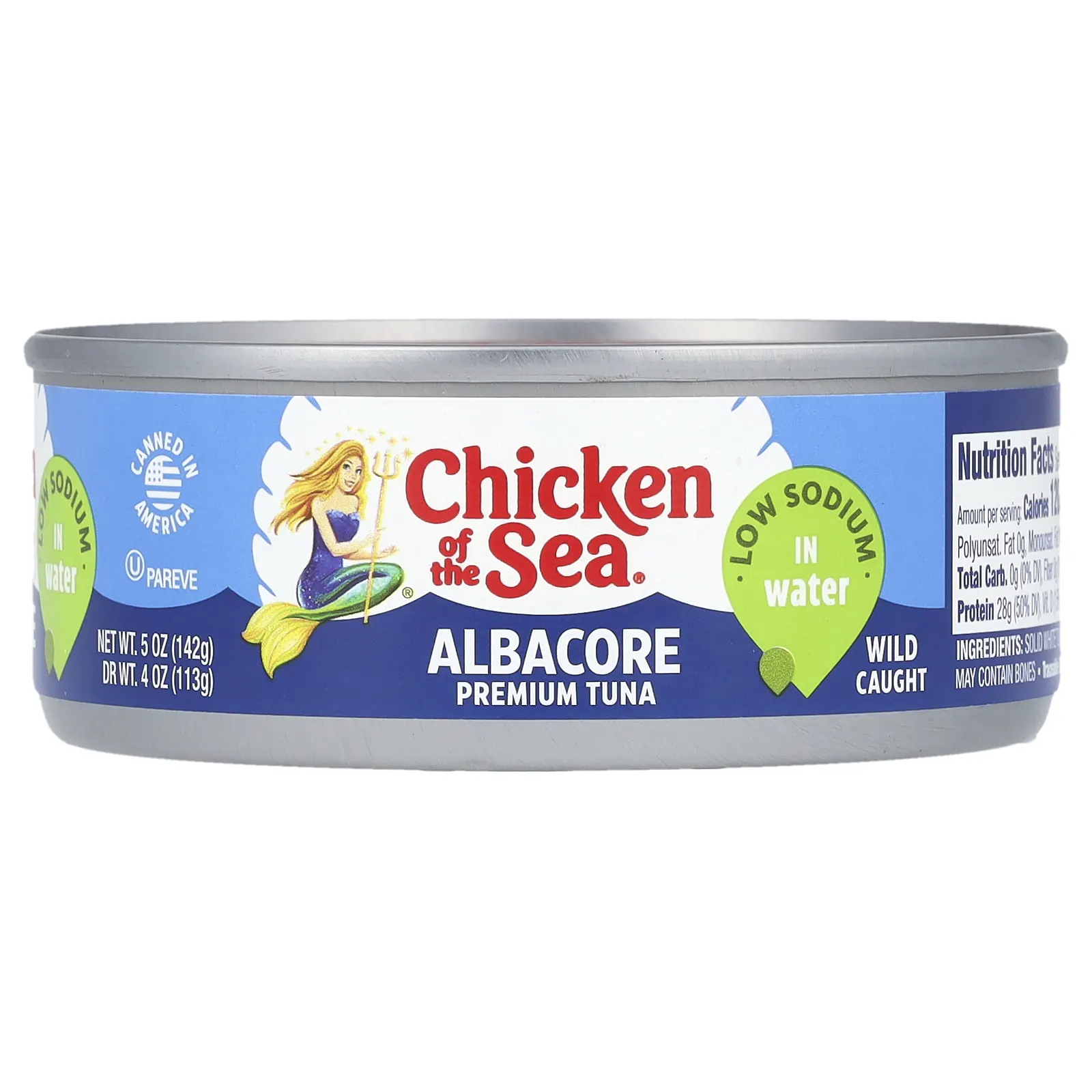 Chicken of the Sea, Albacore, премиальный тунец в воде, с низким содержанием натрия, 142 г (5 унций)