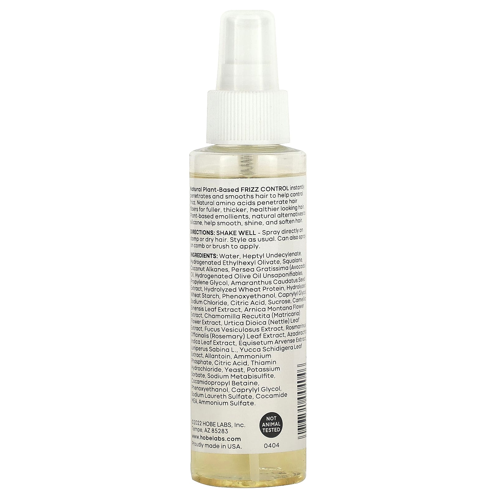 Hobe Labs, Двухфазное средство против пушения на растительной основе, для сухих, поврежденных и окрашенных волос, 113,7 мл (4 жидк. Унции)