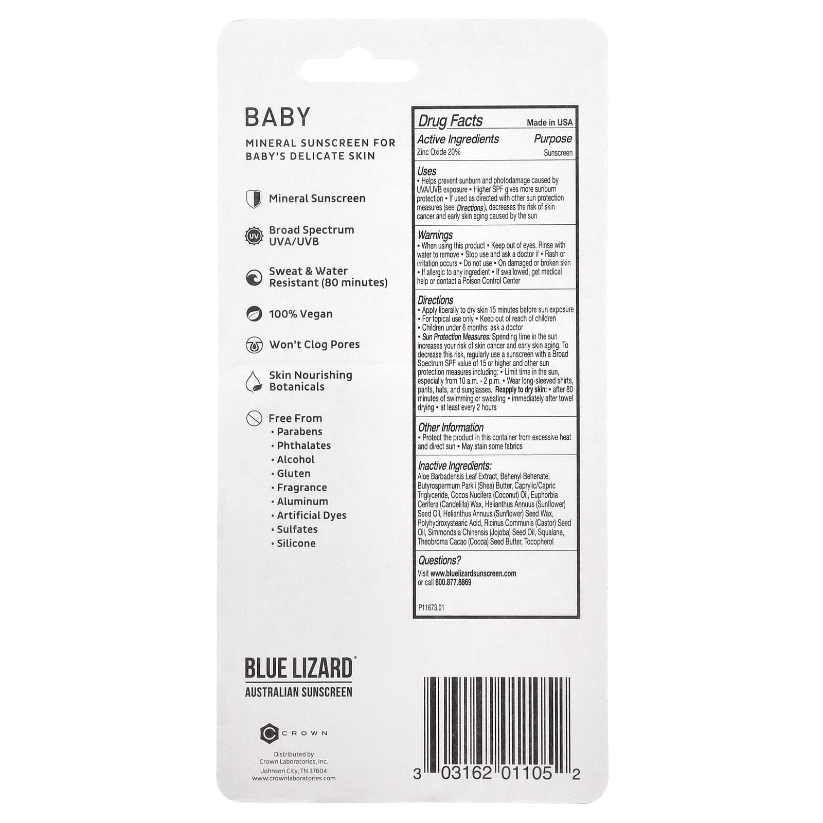 Blue Lizard Australian Sunscreen, Baby, Mineral Sunscreen Stick, SPF50+, 0.5 oz (14 g)