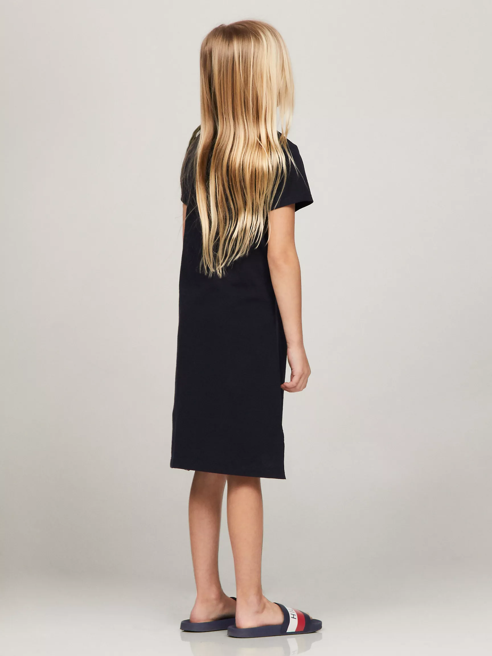 Платье для девочек Tommy Hilfiger, Детское однотонное эластичное платье-поло