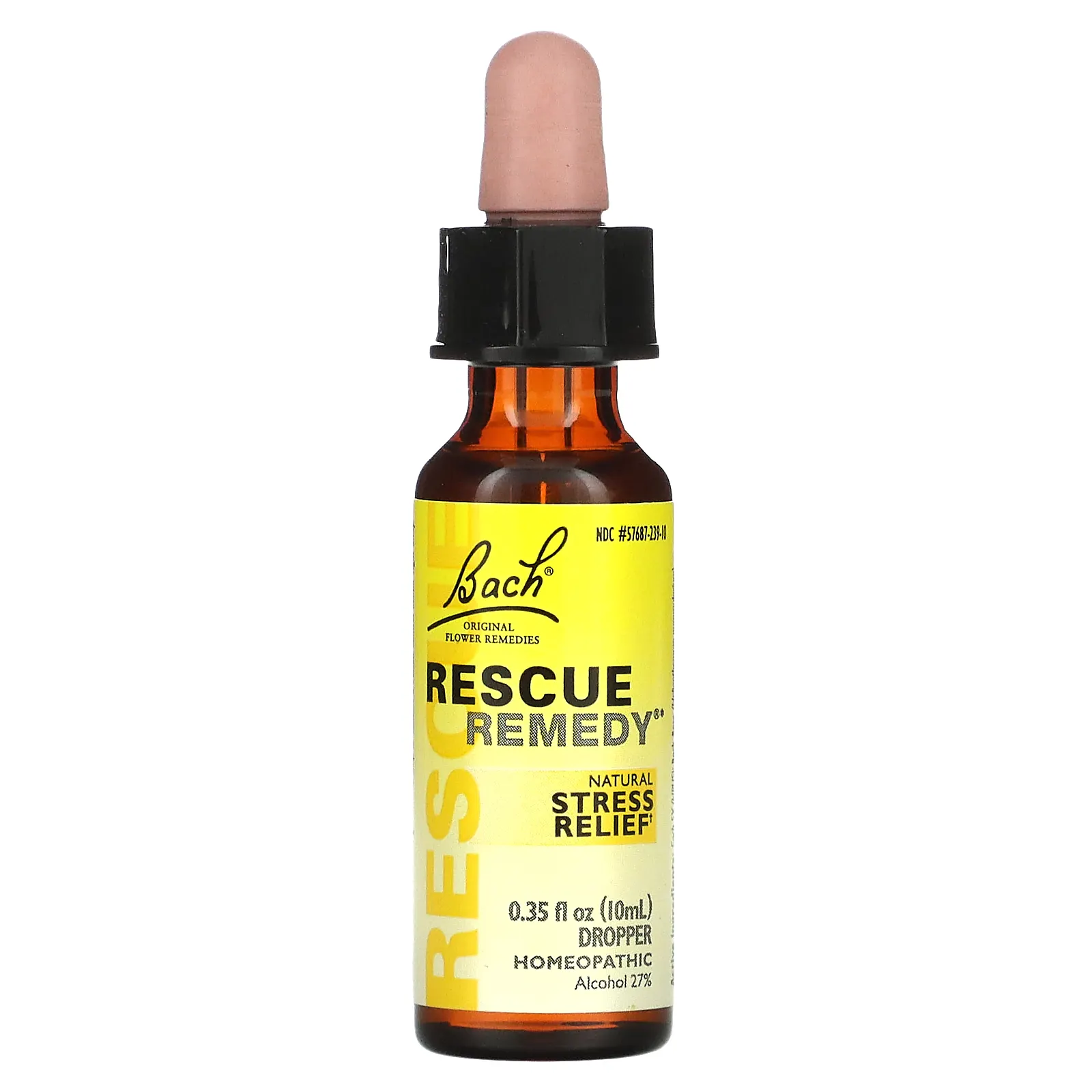 Bach, Rescue Remedy, оригинальные цветочные средства, натуральное средство для снятия стресса, 10 мл (0,35 жидк. унции)