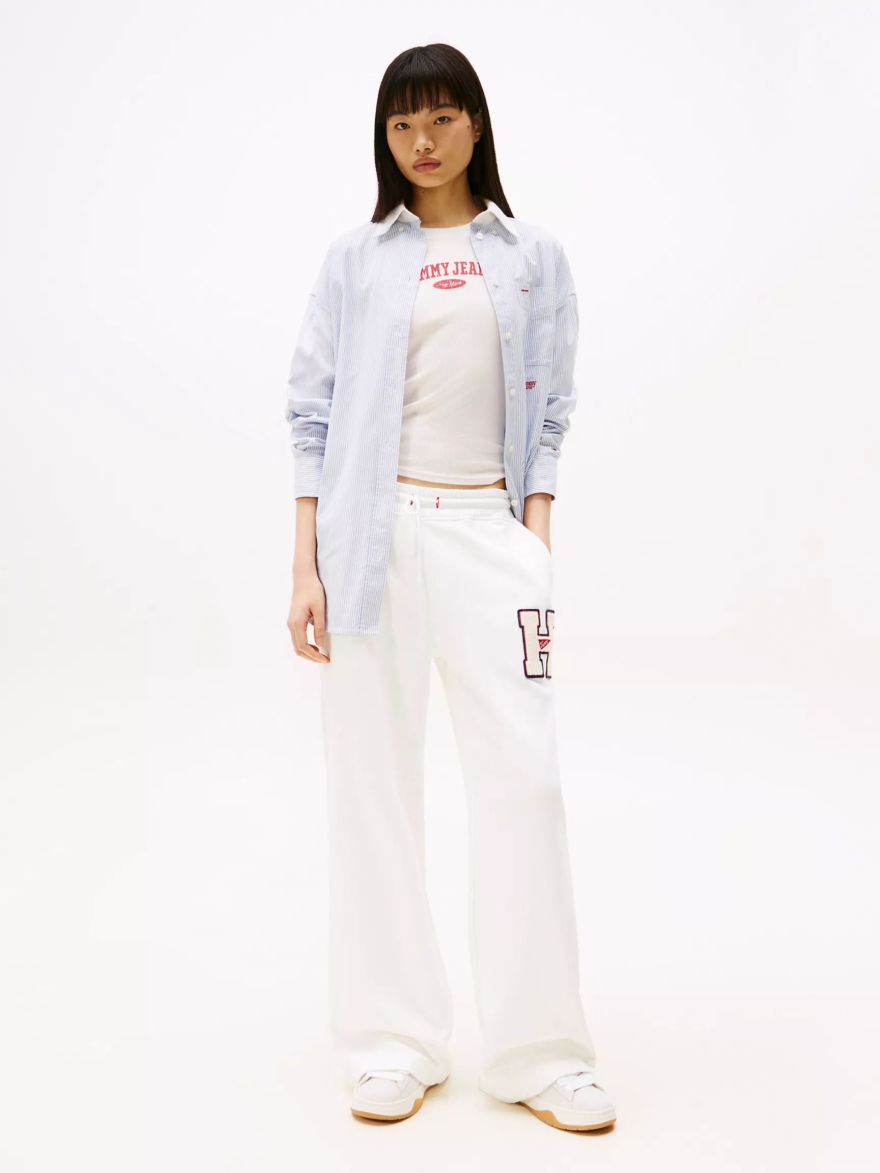 Женские брюки Tommy Hilfiger, Прямые спортивные штаны с бархатным логотипом