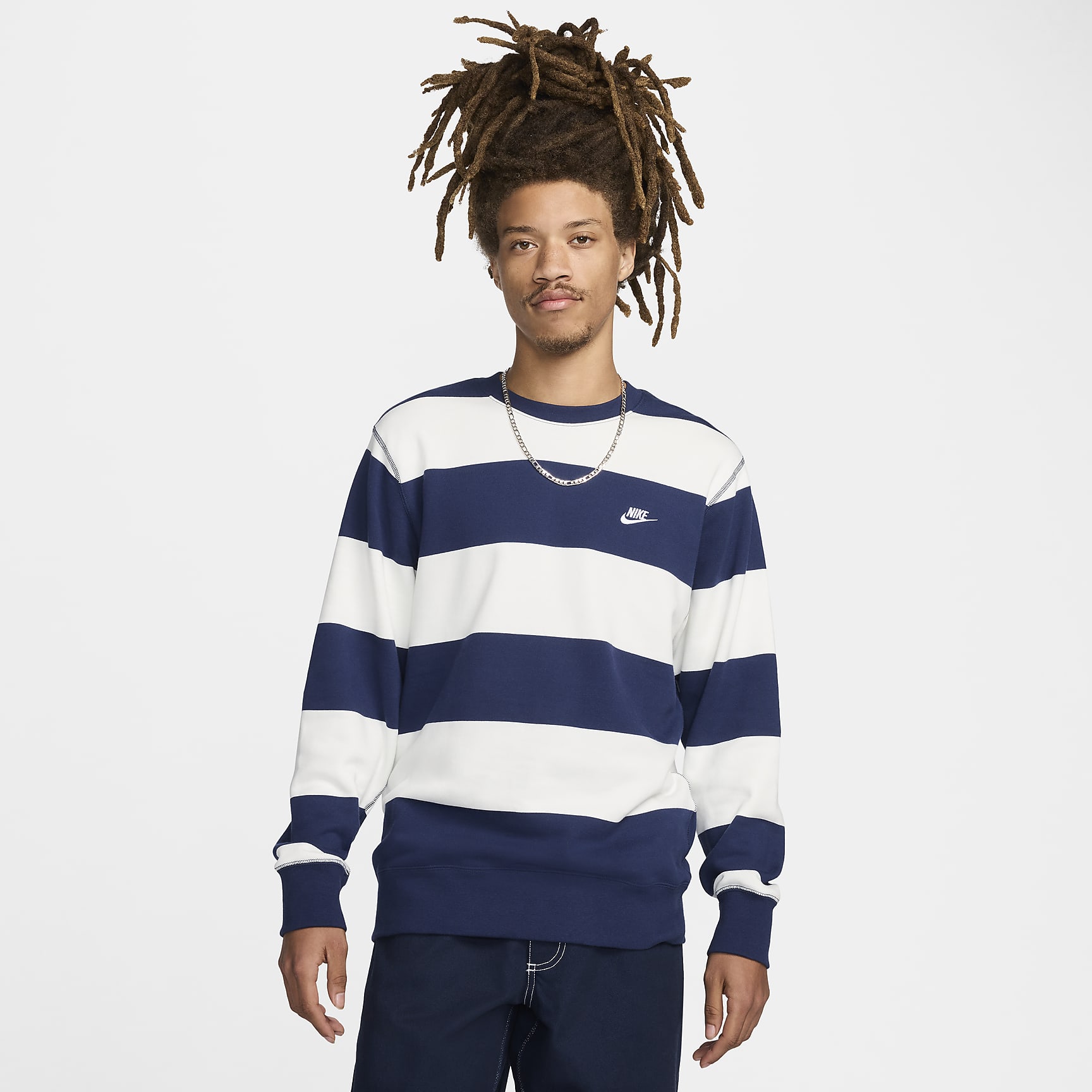 Nike Club Fleece Men's Striped Heavyweight French Terry Crew