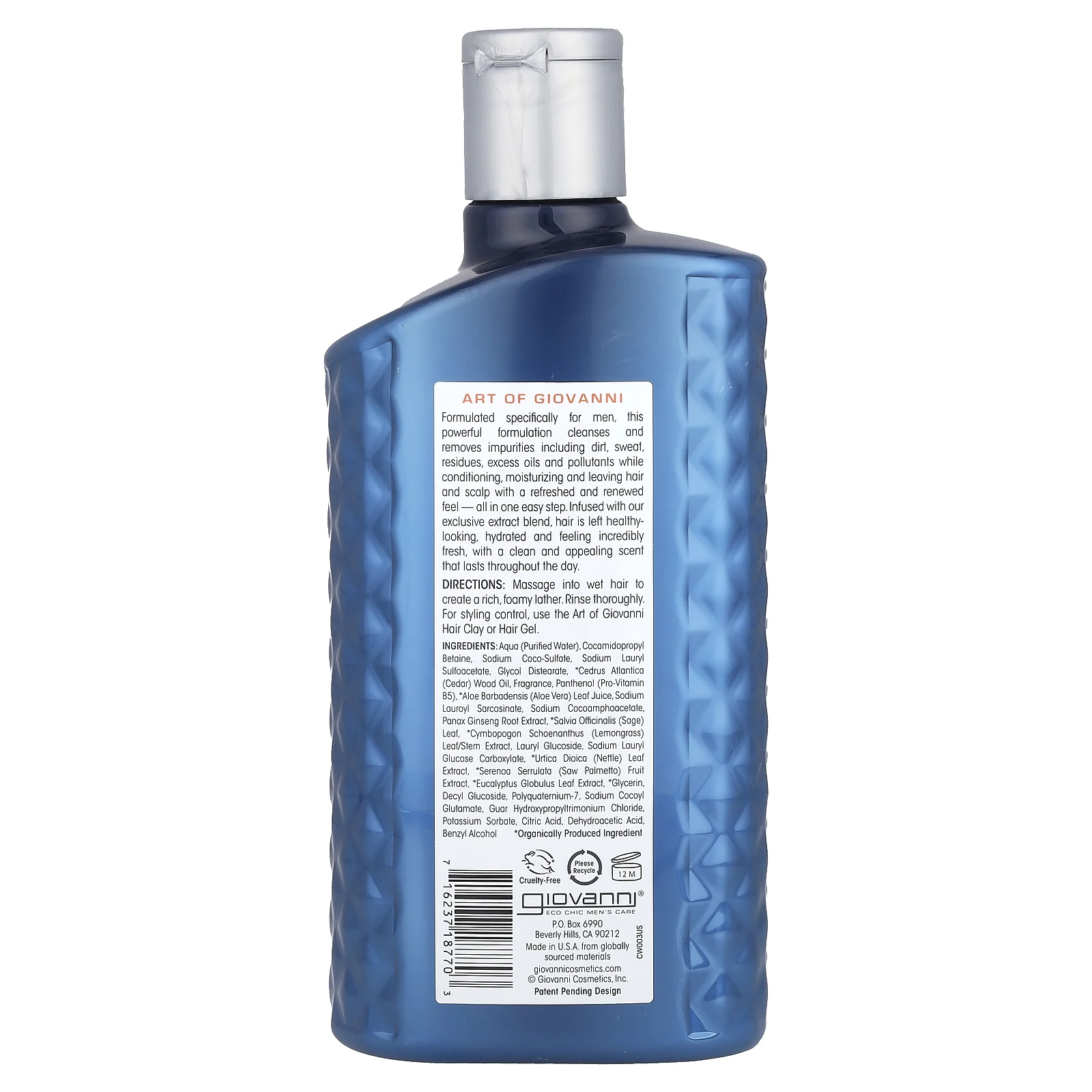 Art Of Giovanni, ежедневный шампунь и кондиционер 2 в 1 для мужчин с женьшенем и эвкалиптом, 499 мл (16,9 жидк. Унции)