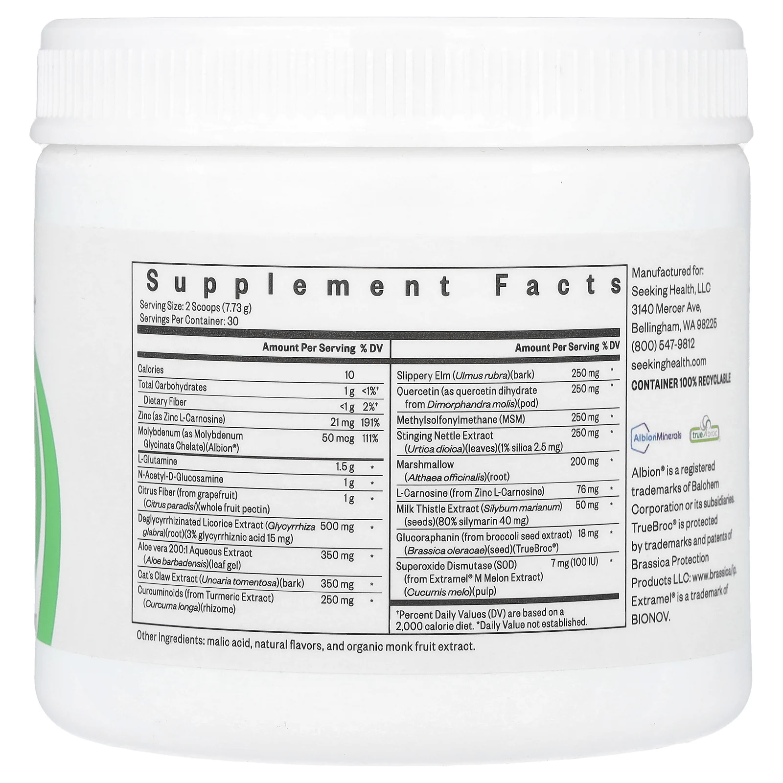 Seeking Health, Optimal GI Plus с L-глютамином, натуральный персик, 232 г (8,18 унции)