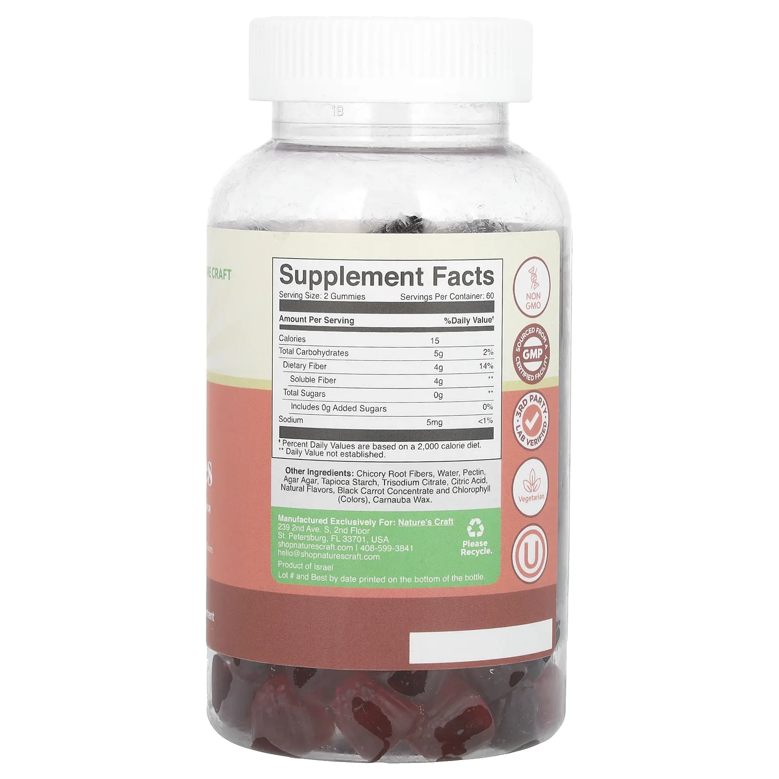 Nature's Craft, Жевательные мармеладки с клетчаткой, ягодное ассорти, 120 жевательных таблеток