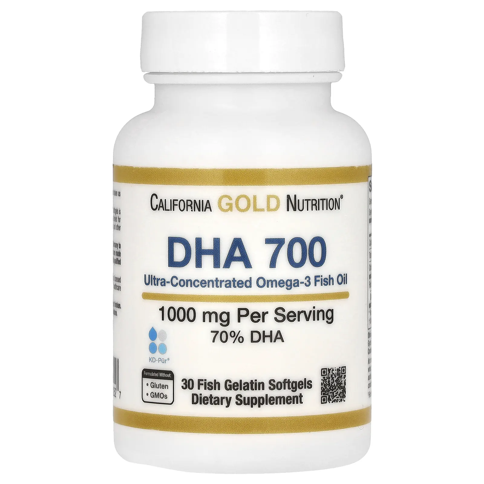 California Gold Nutrition, DHA 700, рыбий жир фармацевтической степени чистоты, 1000 мг, 30 рыбно-желатиновых капсул