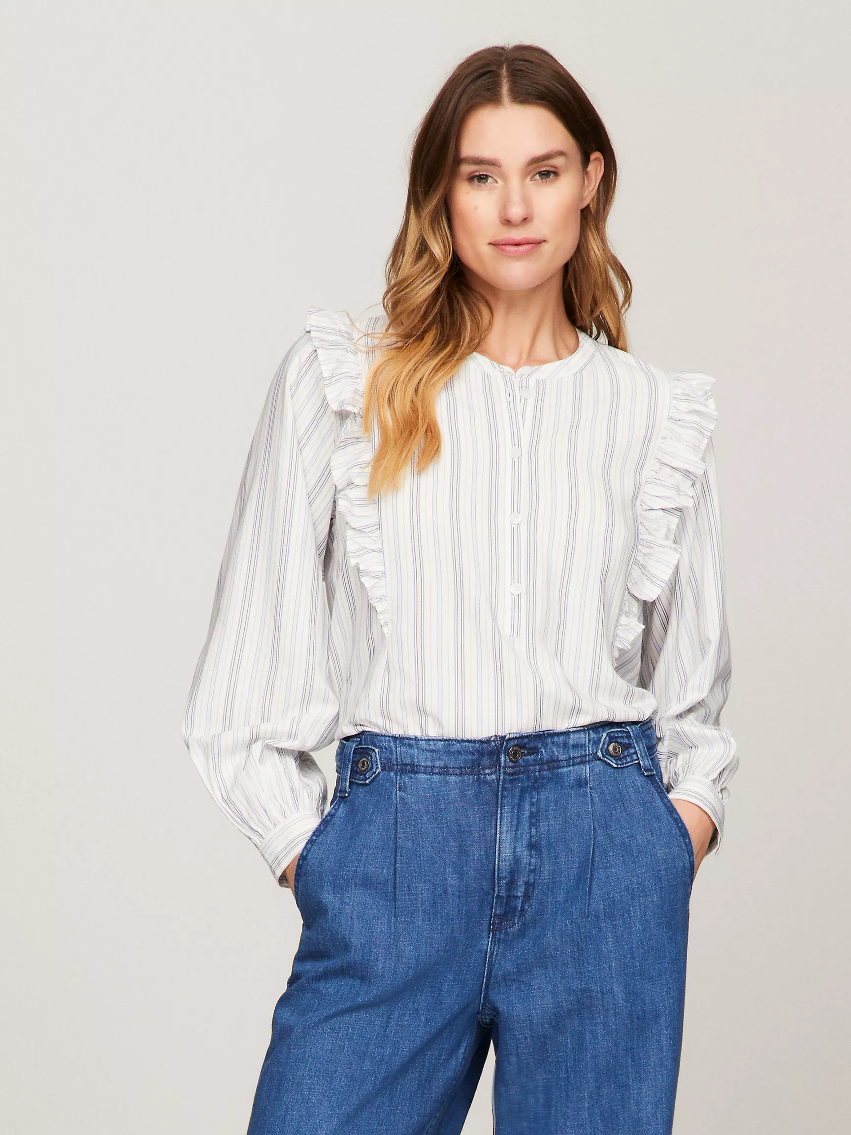 Женский топ Tommy Hilfiger, Полосатый топ с оборками