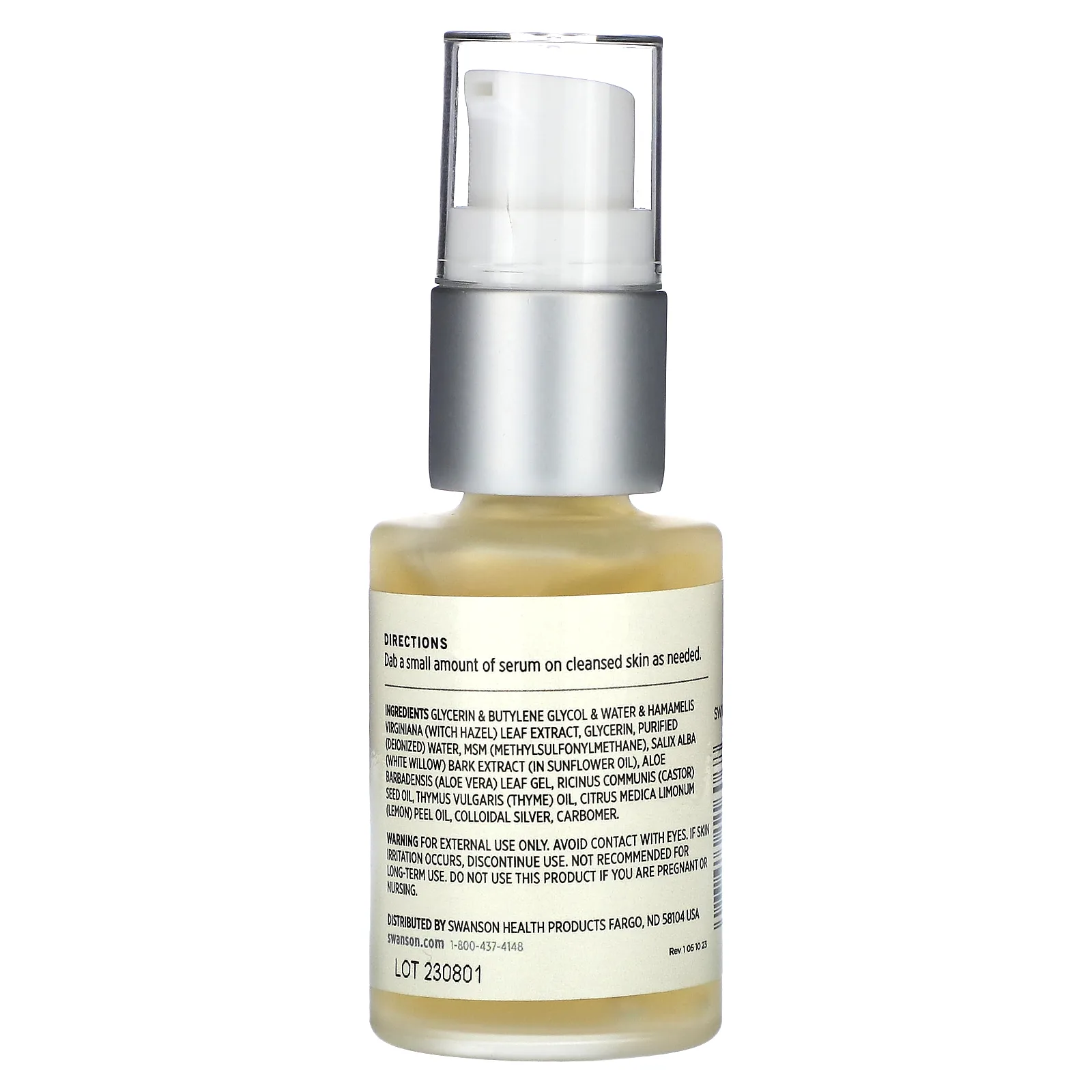 Swanson, сыворотка для очищения кожи с ивой белой, алоэ и коллоидным серебром, 29,6 мл (1 жидк. унция)