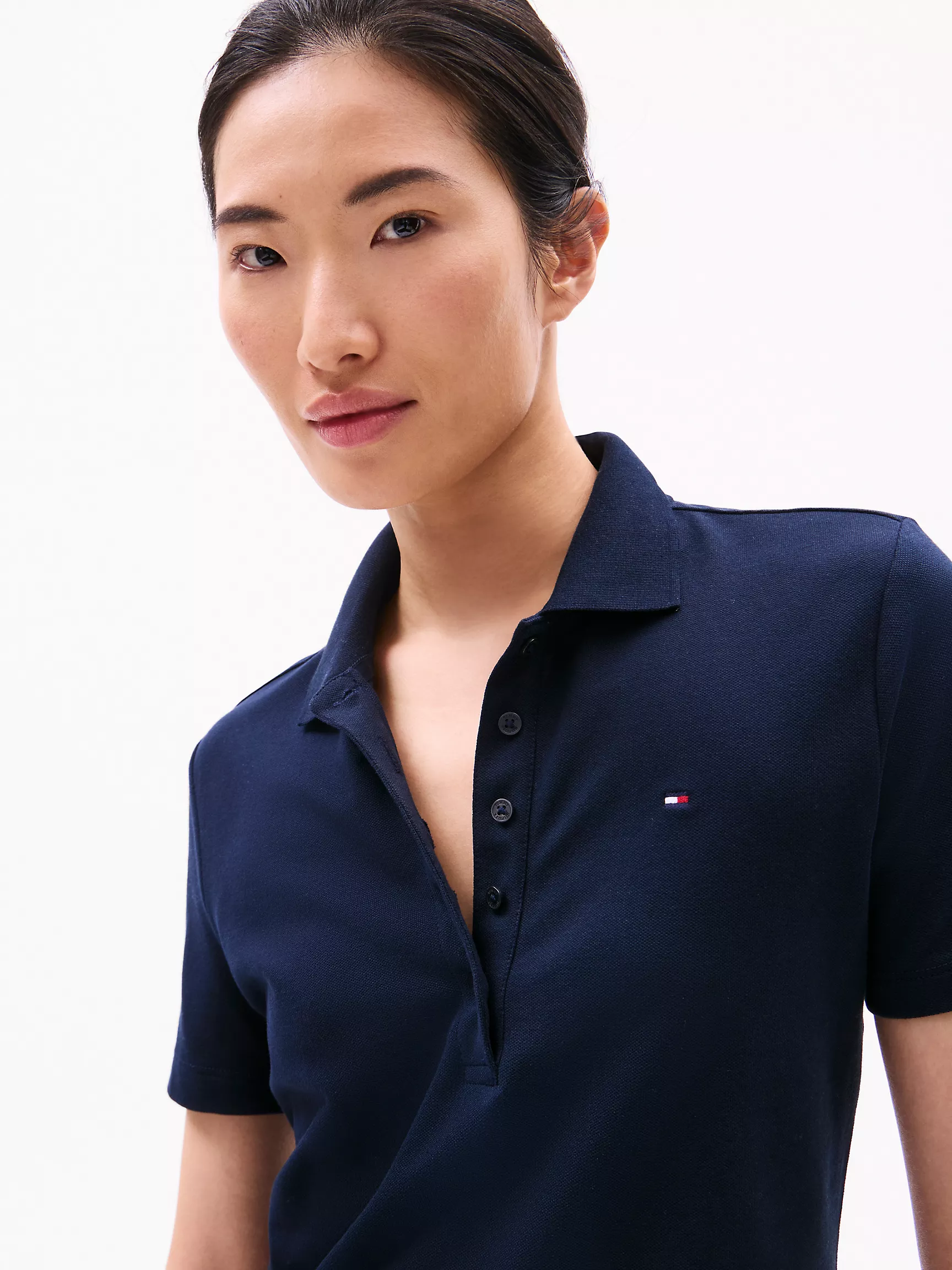 Женское поло Tommy Hilfiger, Эластичное хлопковое поло