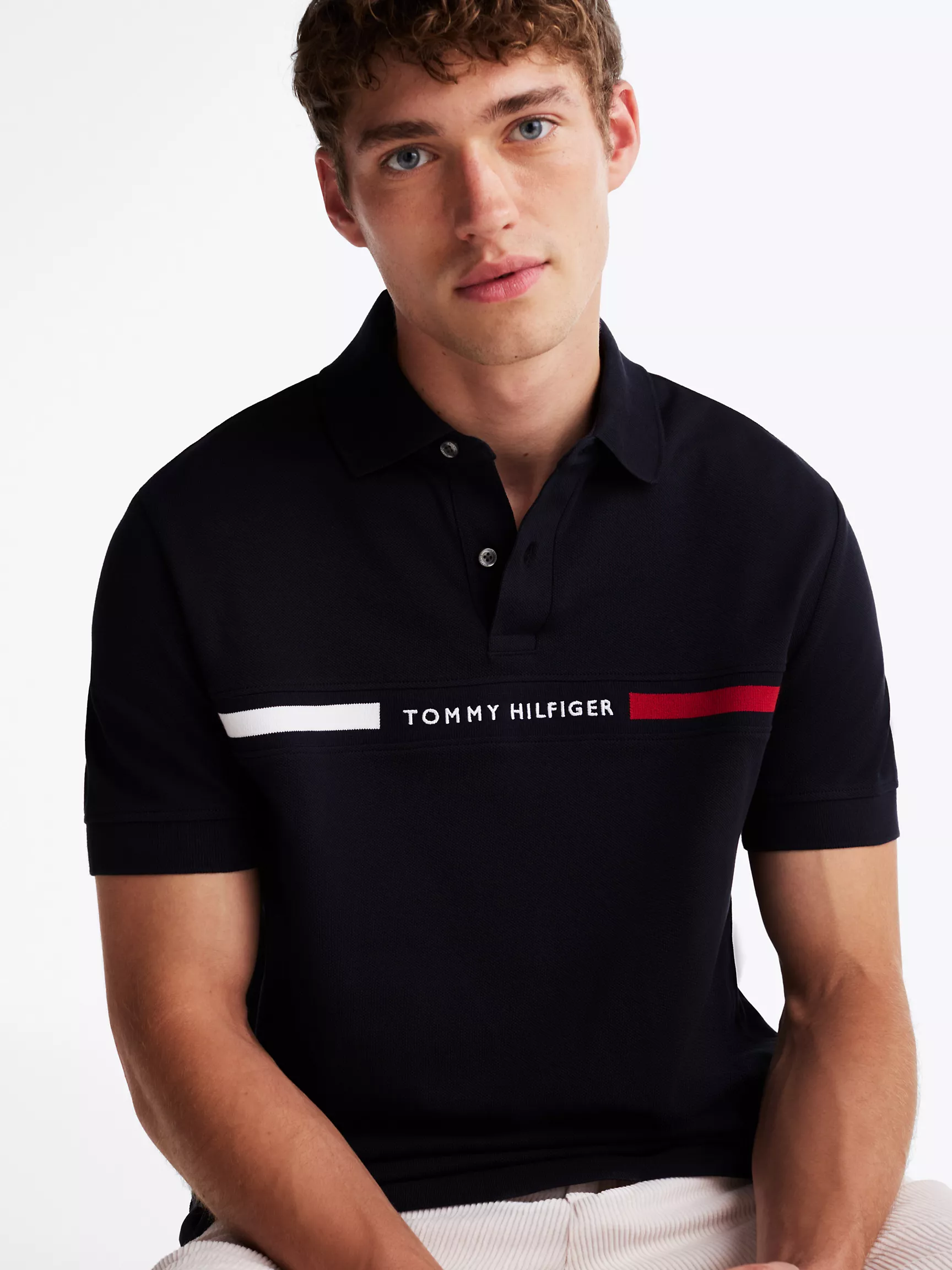 Мужское поло Tommy Hilfiger, Полосатое поло стандартного кроя с вышивкой