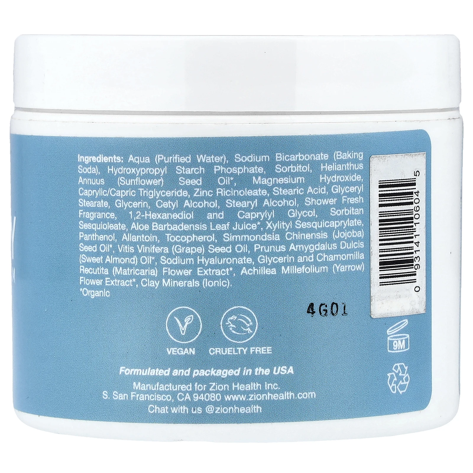 Zion Health, ClayDry, крем-дезодорант, свежесть для душа, 113 г (4 унции)